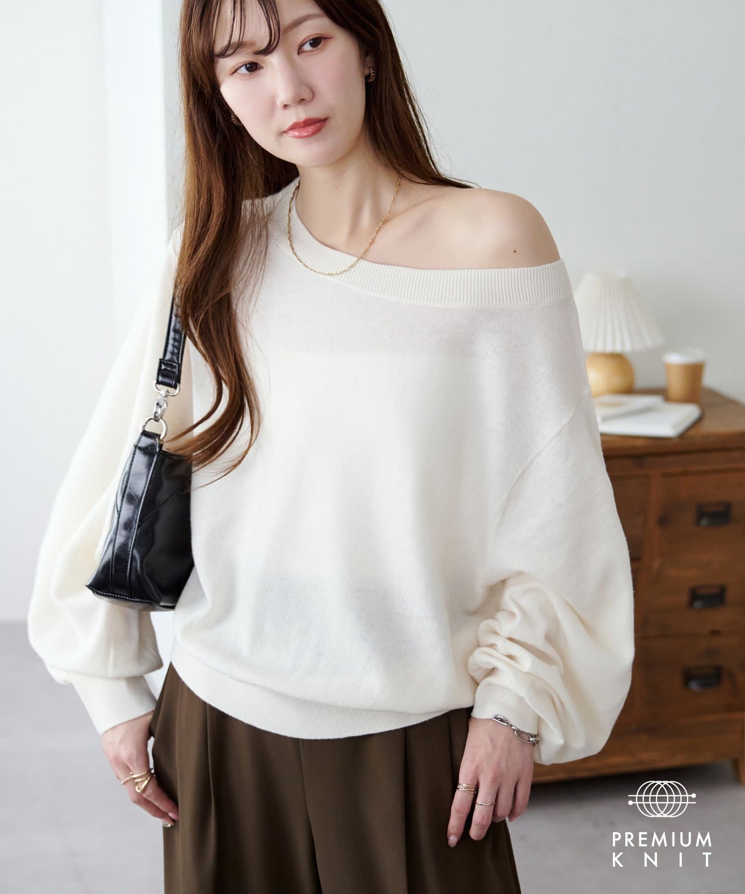 OUTLET(アウトレット) 【Discoat】スーパーファインウールワンショルプルオーバー