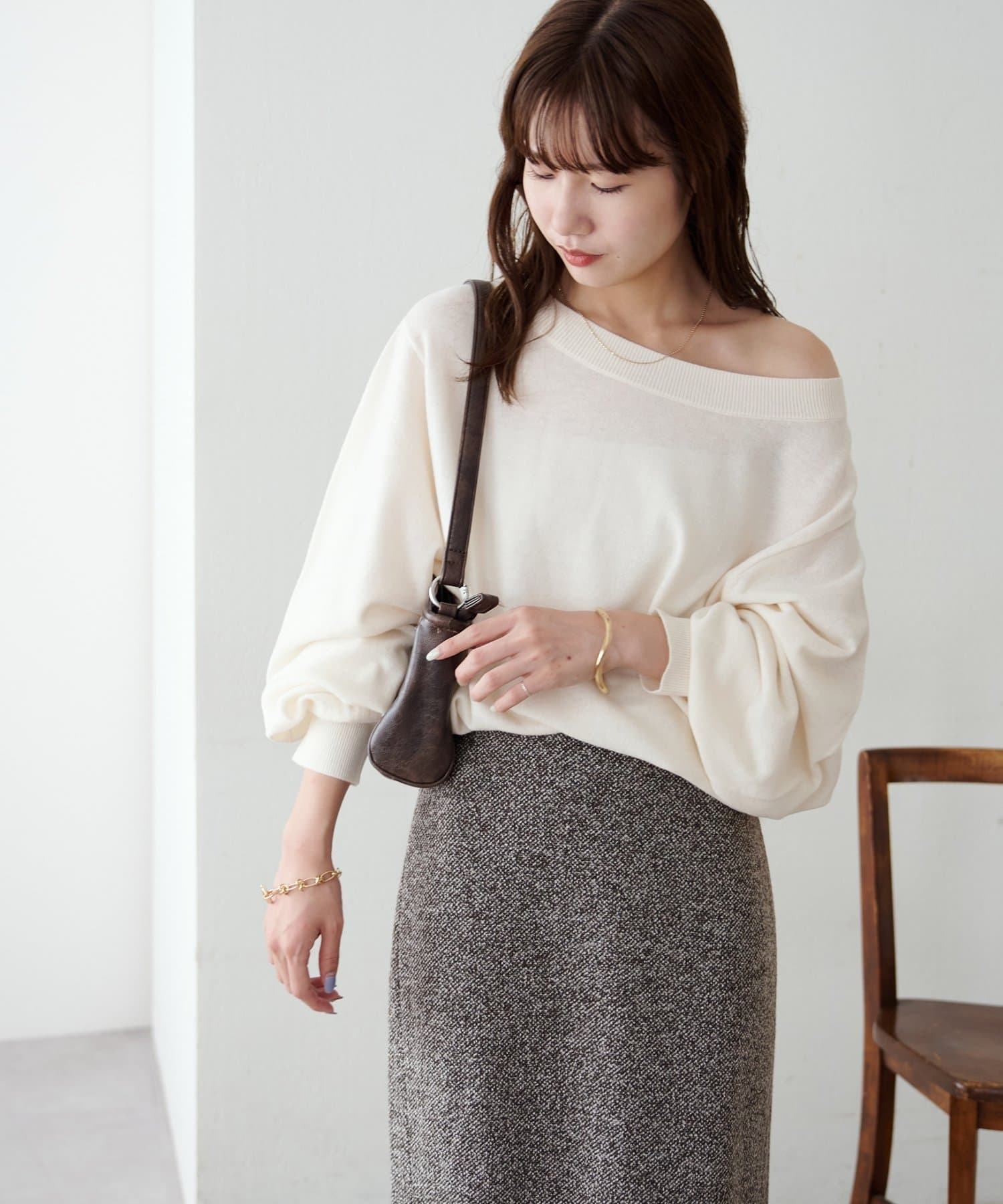 OUTLET(アウトレット) 【Discoat】スーパーファインウールワンショルプルオーバー