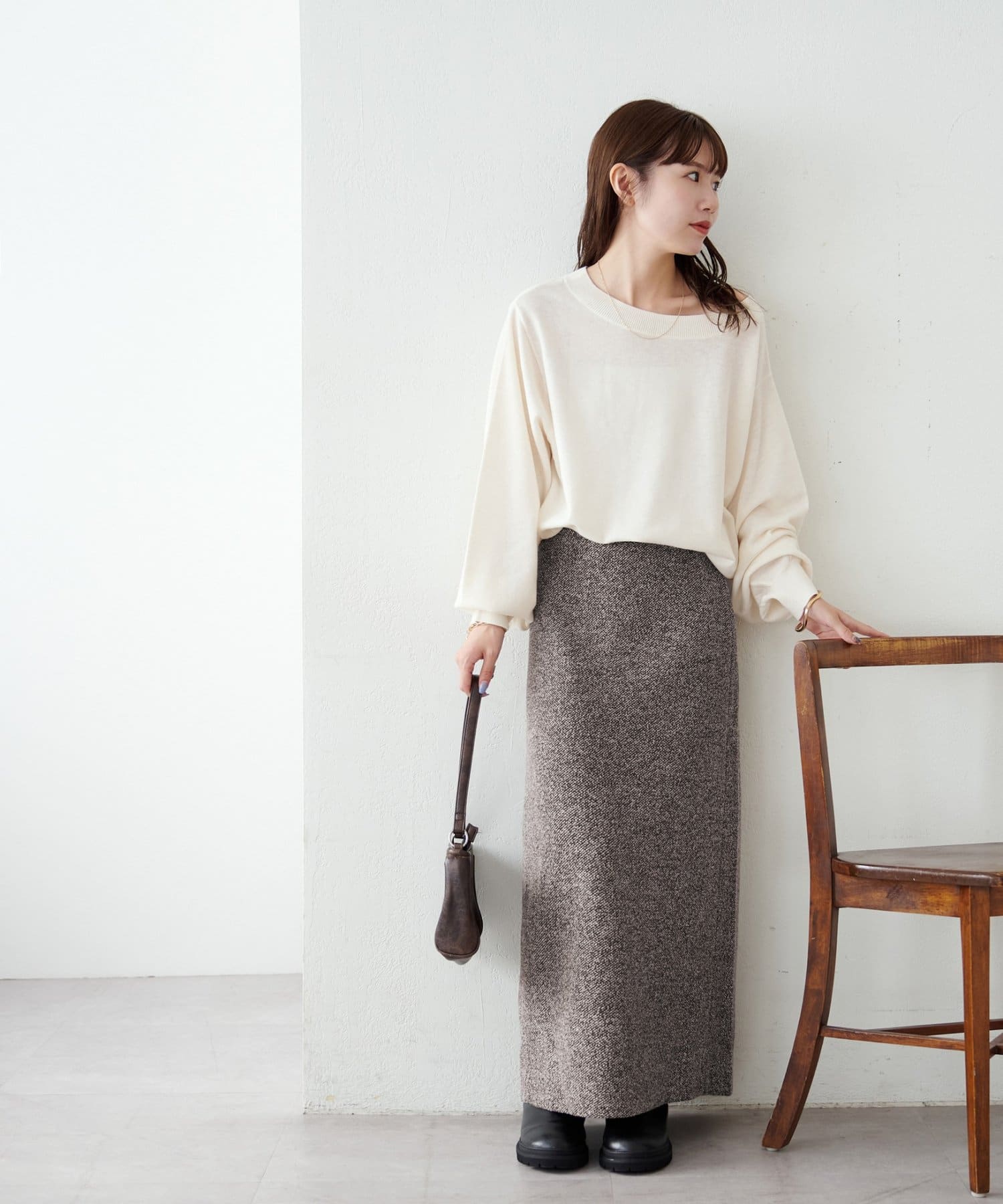 OUTLET(アウトレット) 【Discoat】スーパーファインウールワンショルプルオーバー