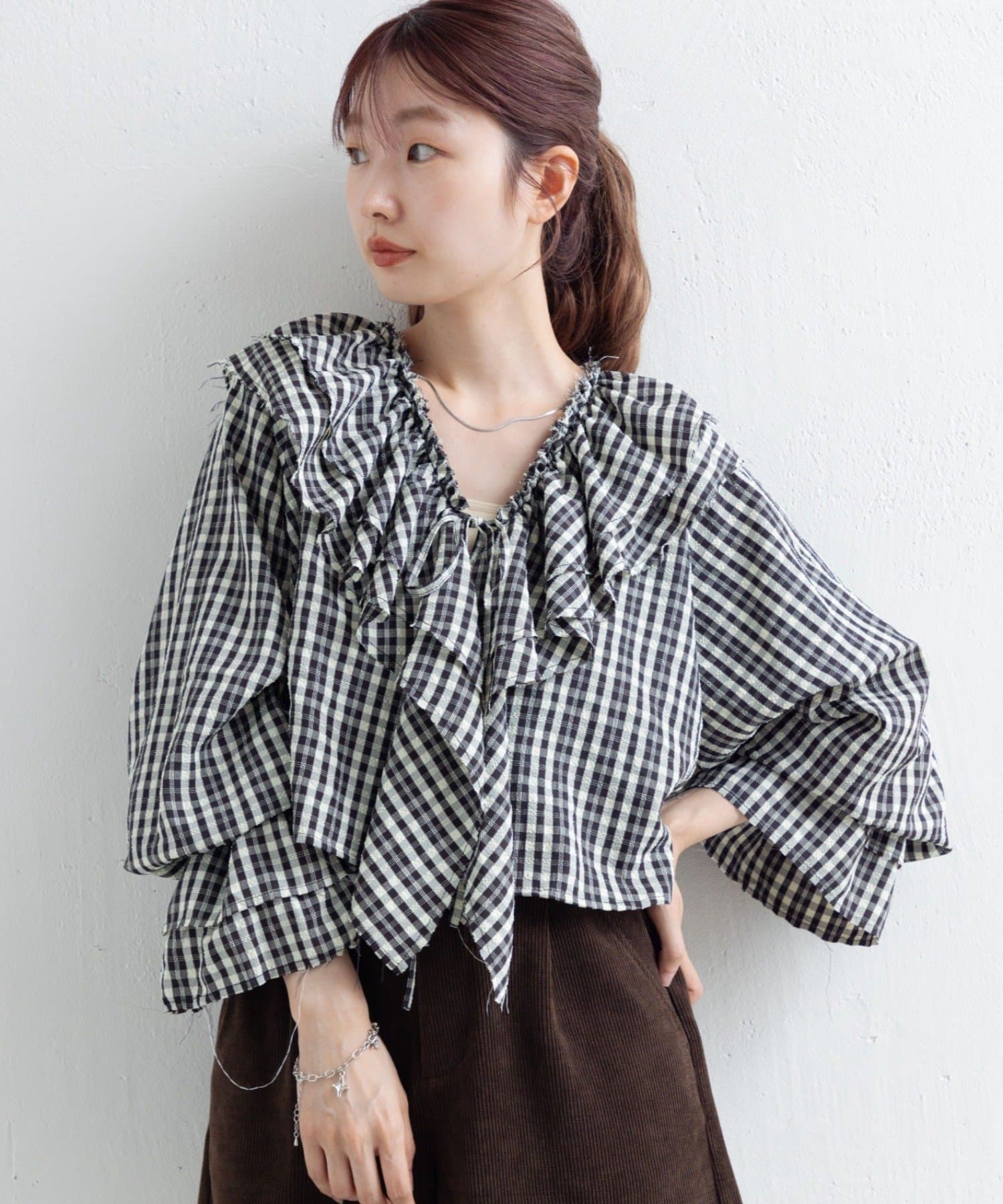 OUTLET(アウトレット) 【Kastane】フリルリボンブラウス