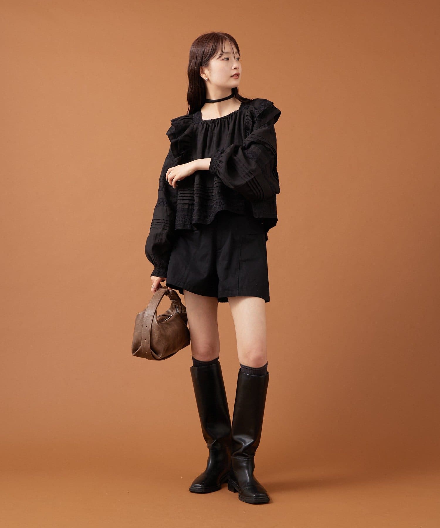 OUTLET(アウトレット) 【mystic】ショルダーフリルブラウス