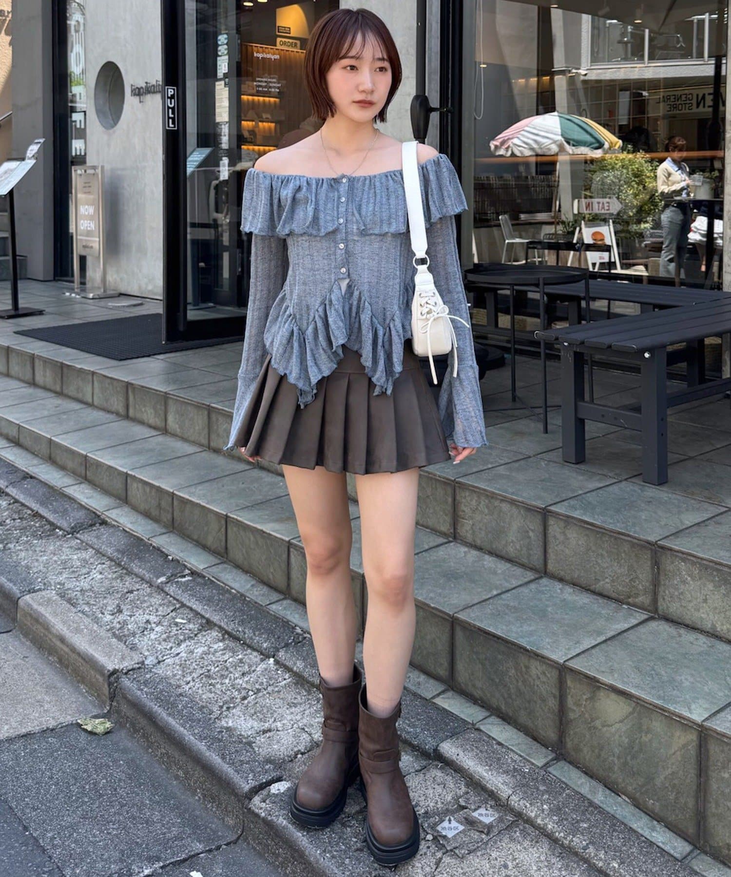 OUTLET(アウトレット) 【mystic】[mline]ティアードオフショルブラウス