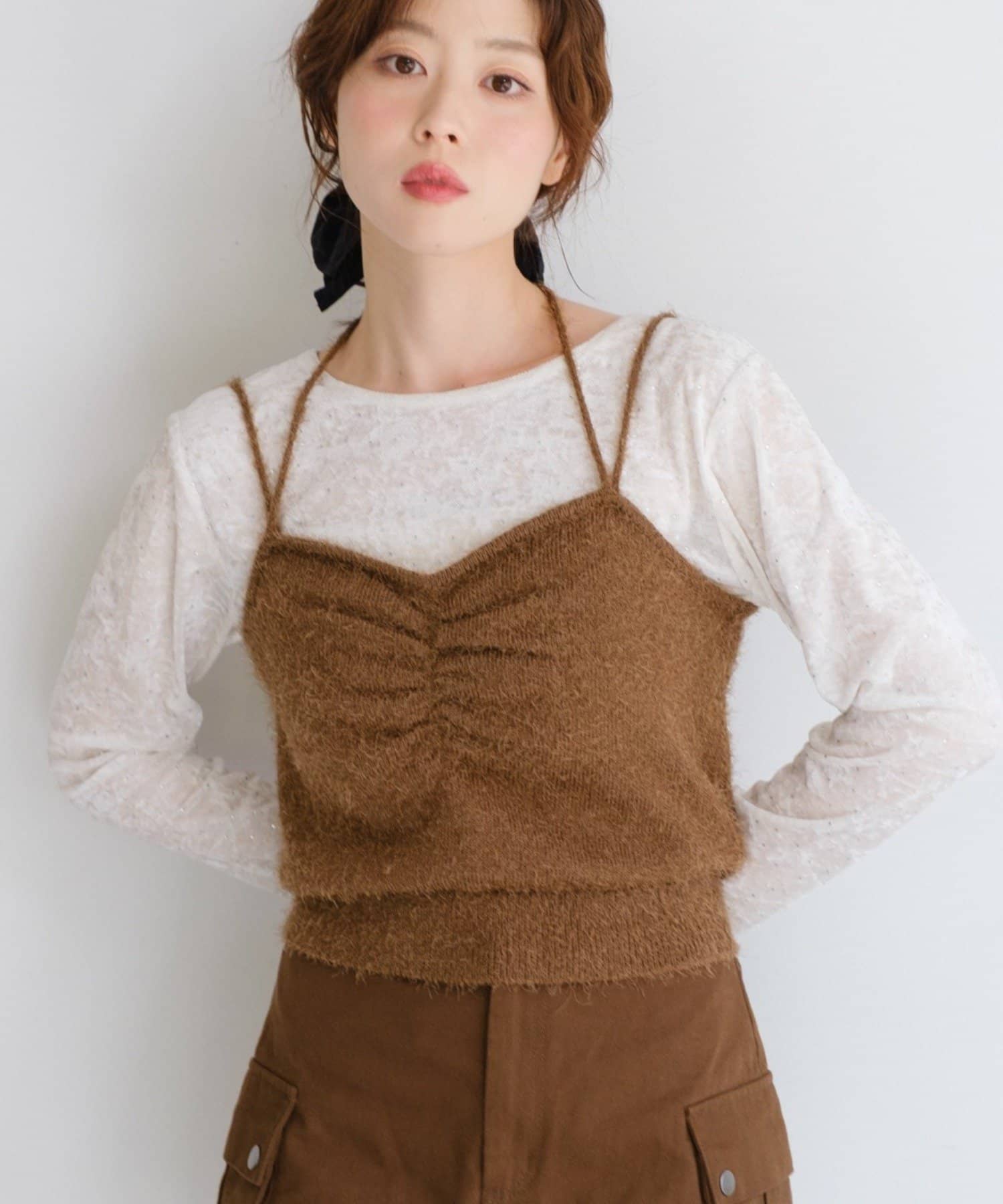 OUTLET(アウトレット) 【Kastane】シャギーニットキャミ