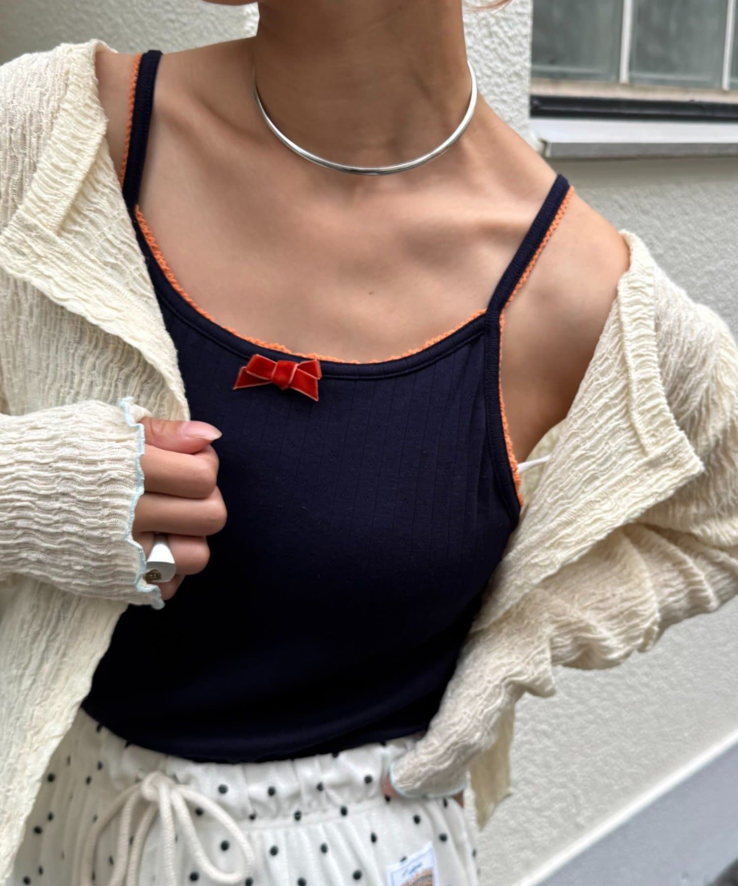 OUTLET(アウトレット) 【CIAOPANIC TYPY】H.Sカップ付きベロアリボンキャミ