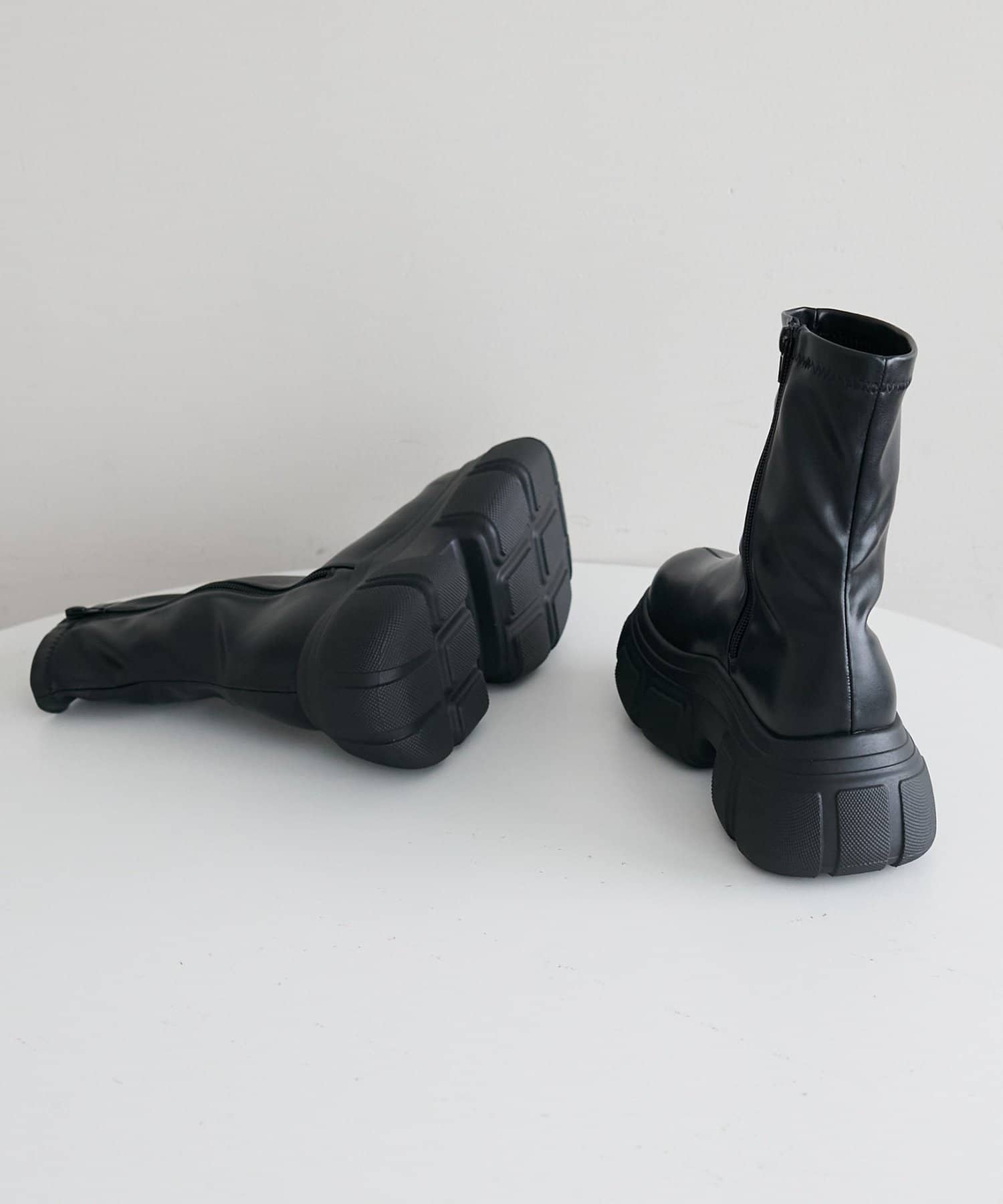 OUTLET(アウトレット) 【Discoat】厚底ストレッチショートブーツ