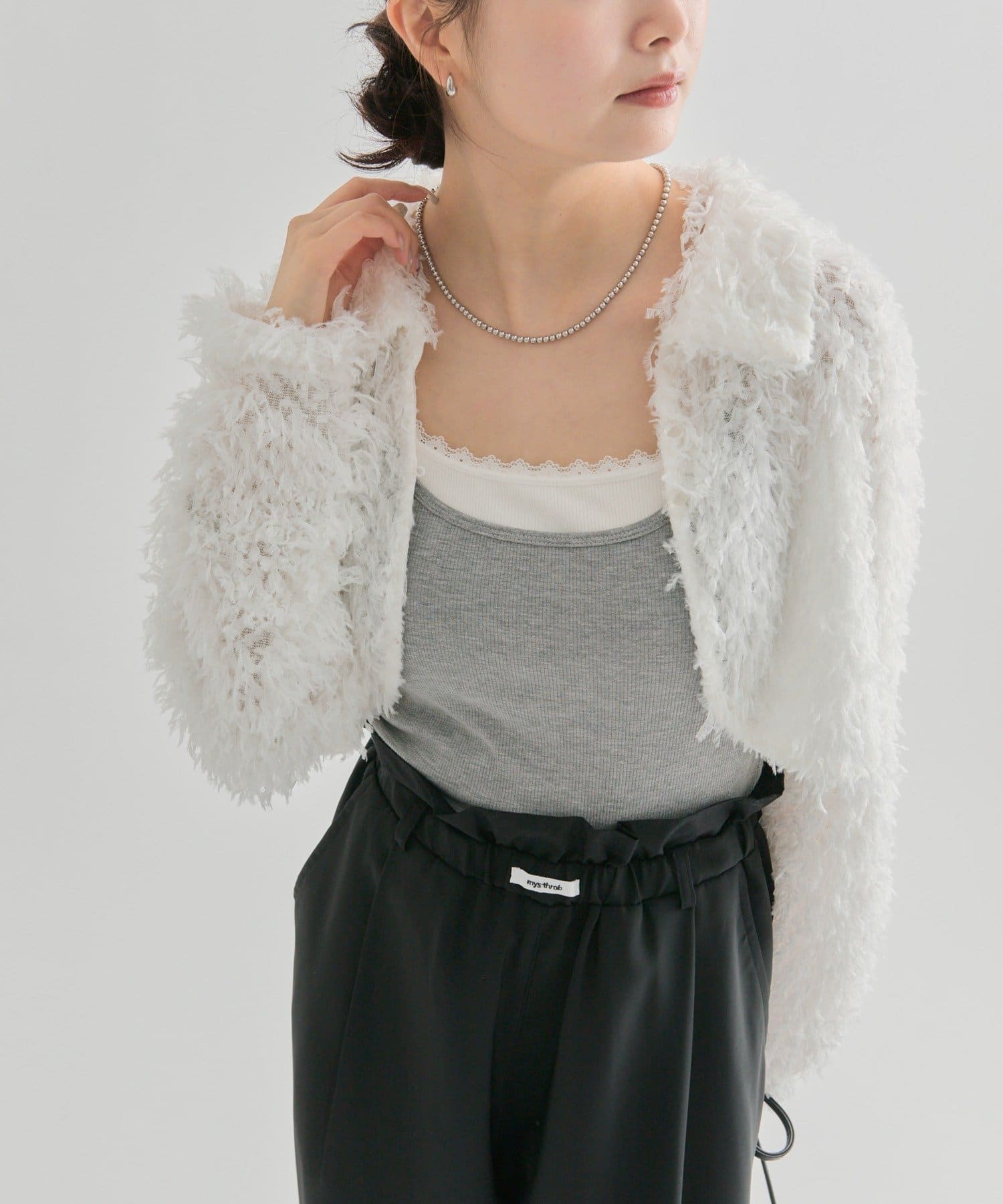 OUTLET(アウトレット) 【mystic】衿付きフェザーボレロ