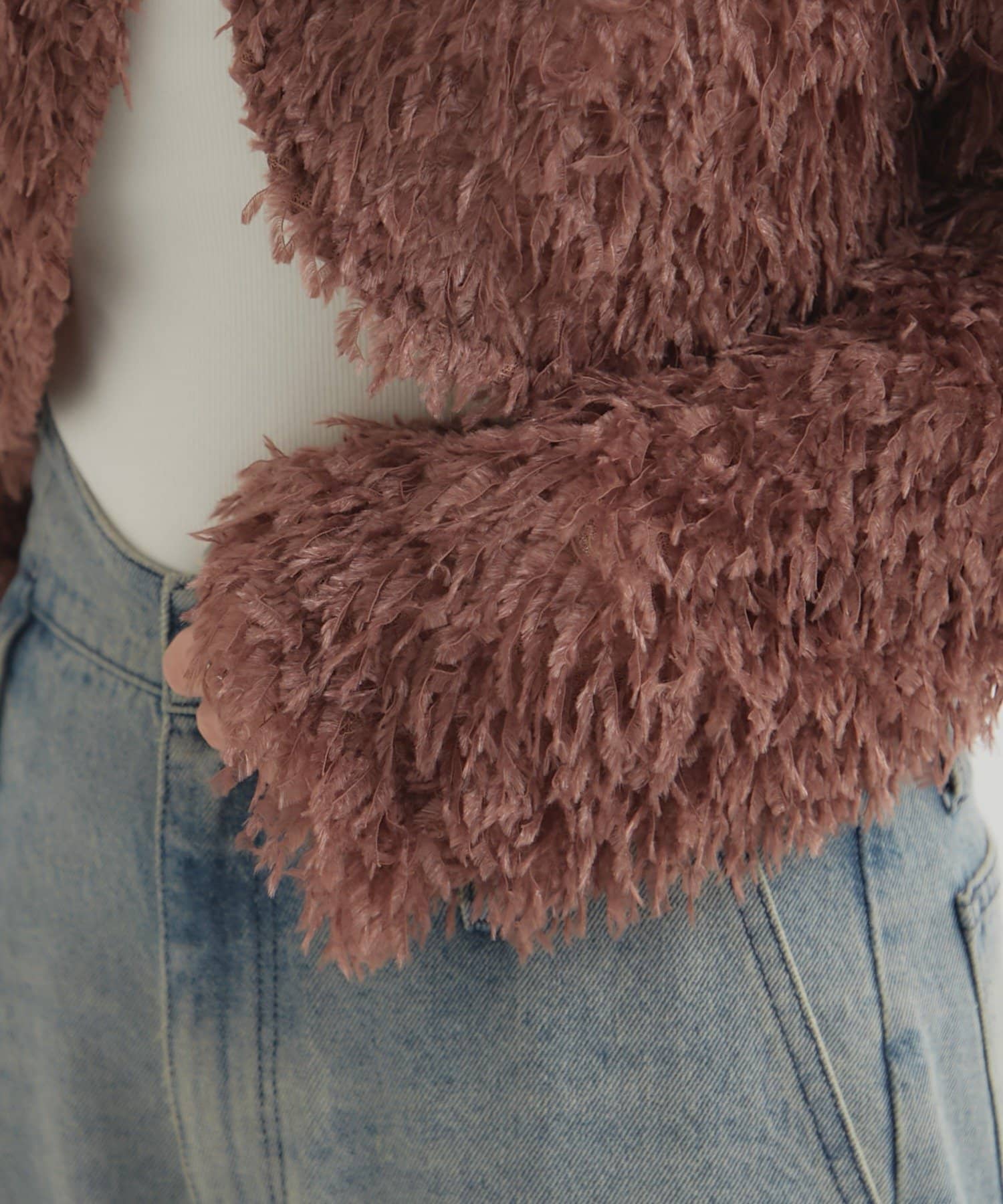 OUTLET(アウトレット) 【mystic】衿付きフェザーボレロ