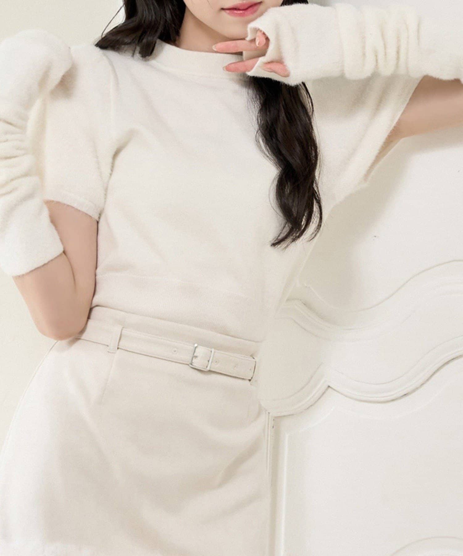 NICE CLAUP / OLIVE des OLIVE OUTLET(ナイスクラップ  / オリーブ デ オリーブ アウトレット) 【one after another】アームウォーマー付きニット