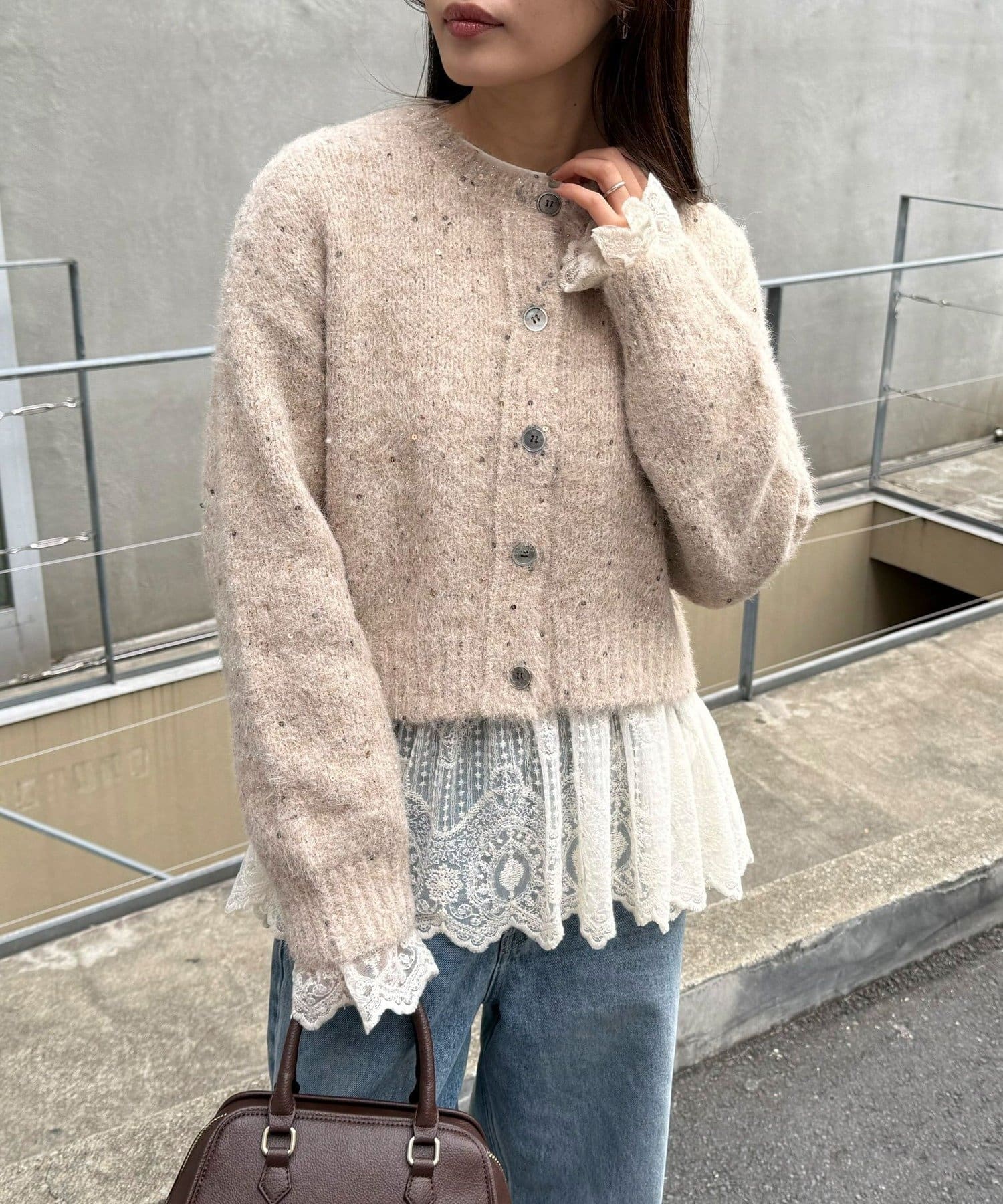 FREDY & GLOSTER(フレディ アンド グロスター) スパンコールニットカーディガン