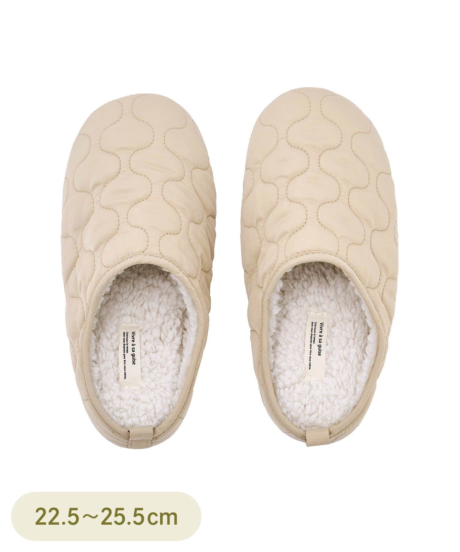 3COINS(スリーコインズ) キルトボアスリッパ：M