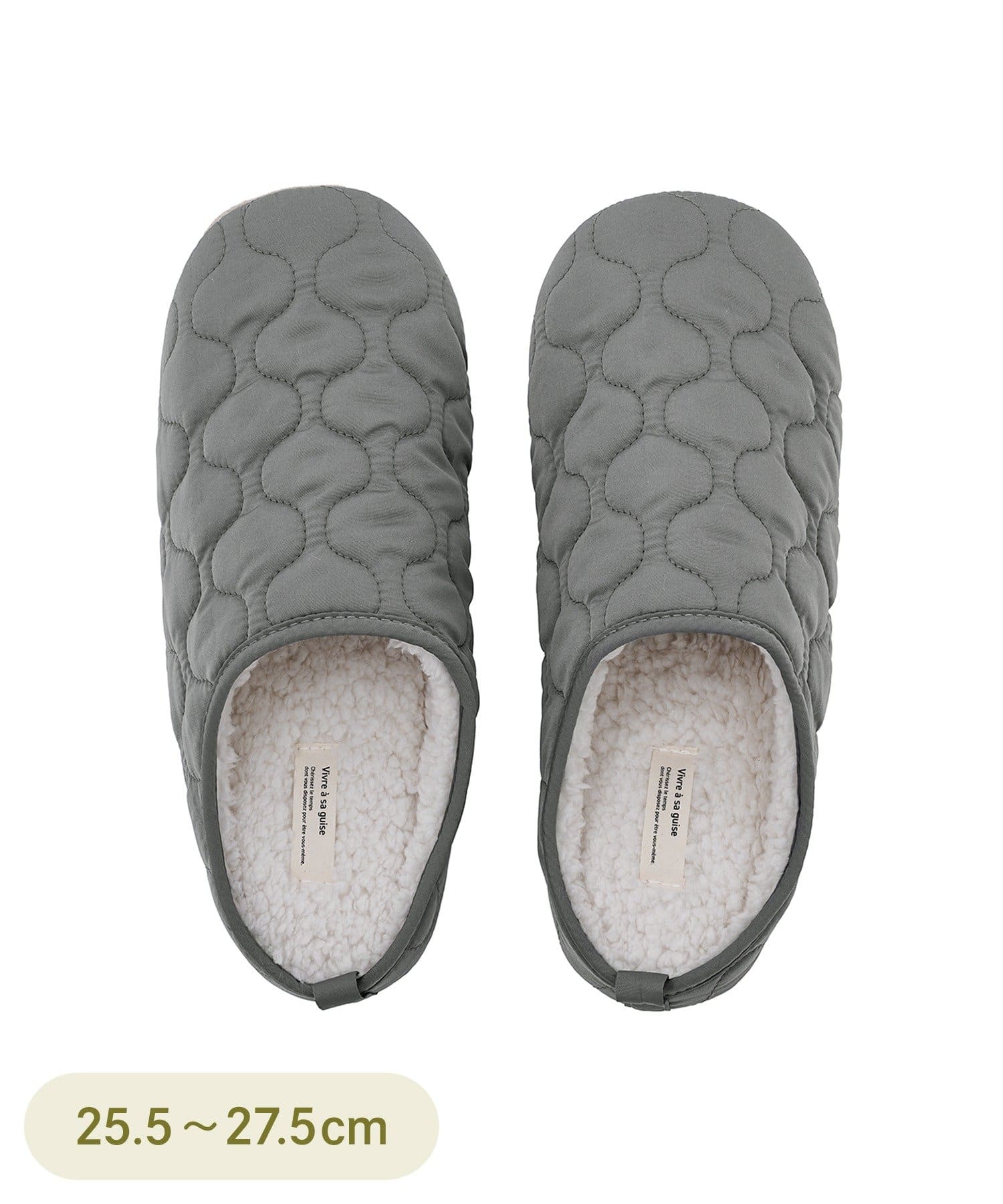 3COINS(スリーコインズ) キルトボアスリッパ：L