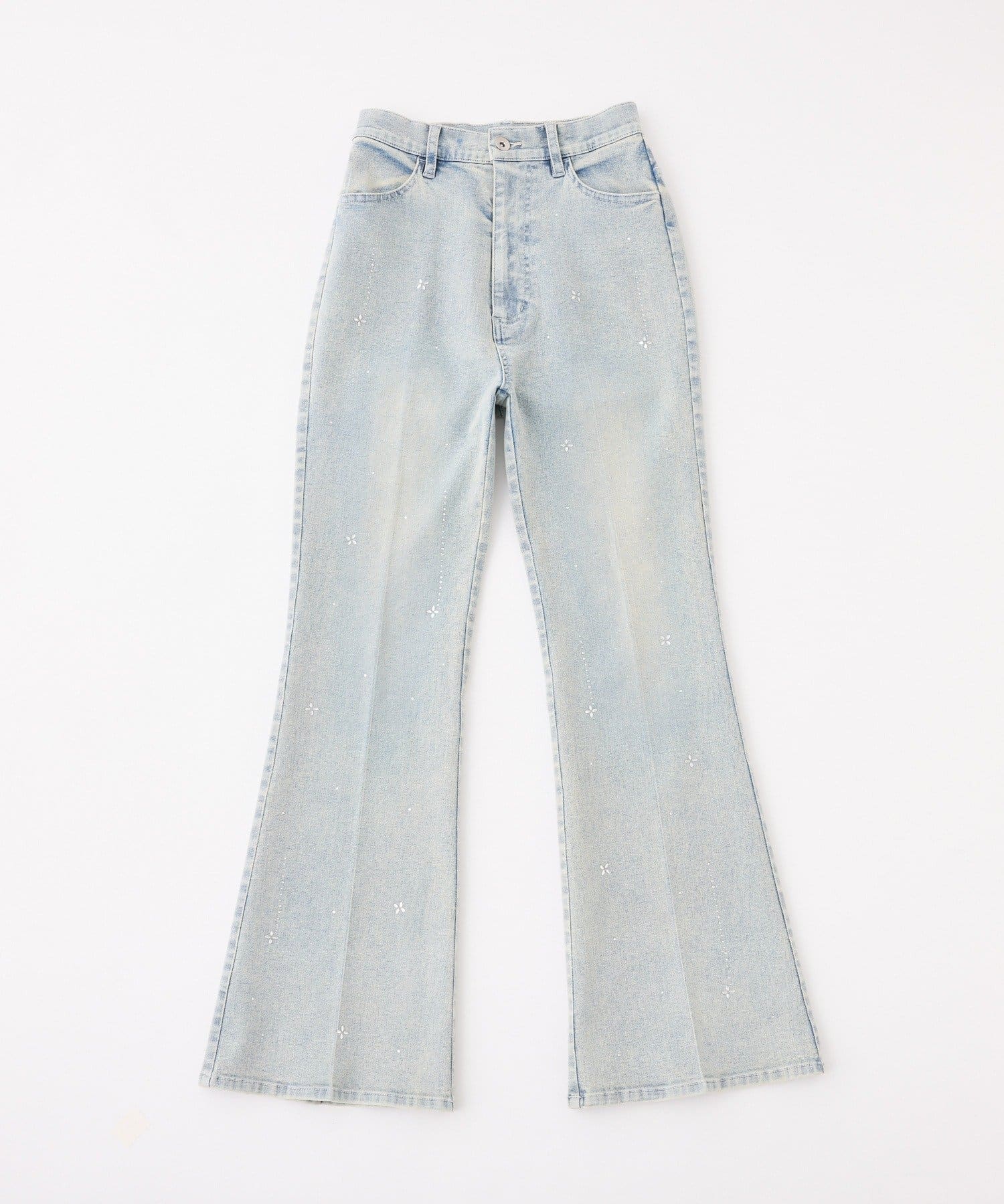 one after another NICE CLAUP(ワンアフターアナザー ナイスクラップ) 美脚ラインストーンデニムパンツ