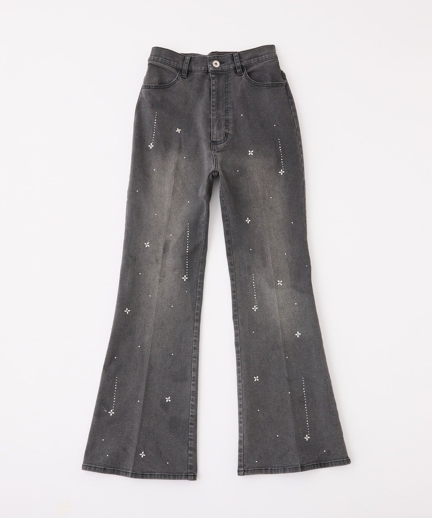 one after another NICE CLAUP(ワンアフターアナザー ナイスクラップ) 美脚ラインストーンデニムパンツ