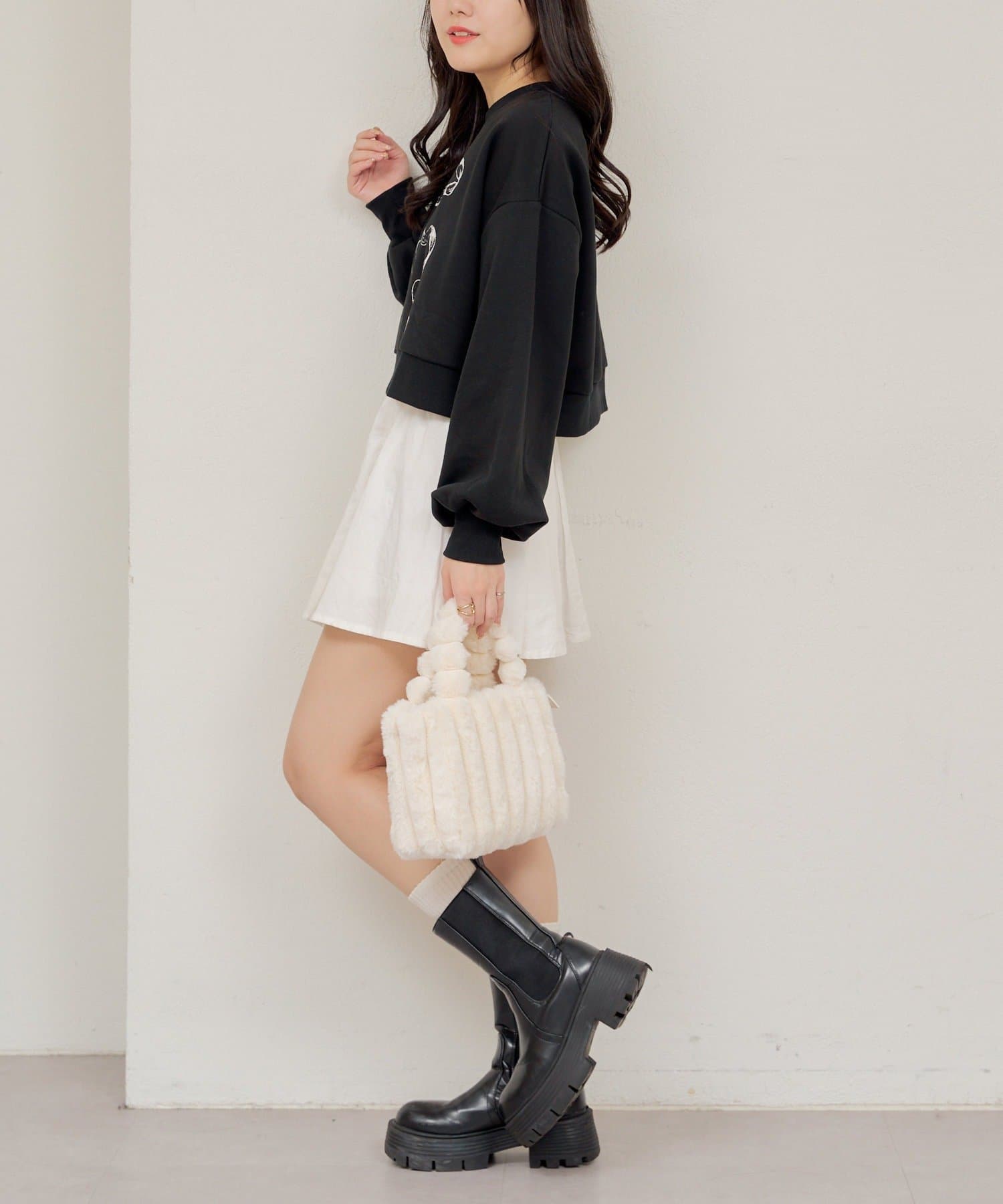 NICE CLAUP / OLIVE des OLIVE OUTLET(ナイスクラップ  / オリーブ デ オリーブ アウトレット) 【RMAF】リボンプリントショートスウェット