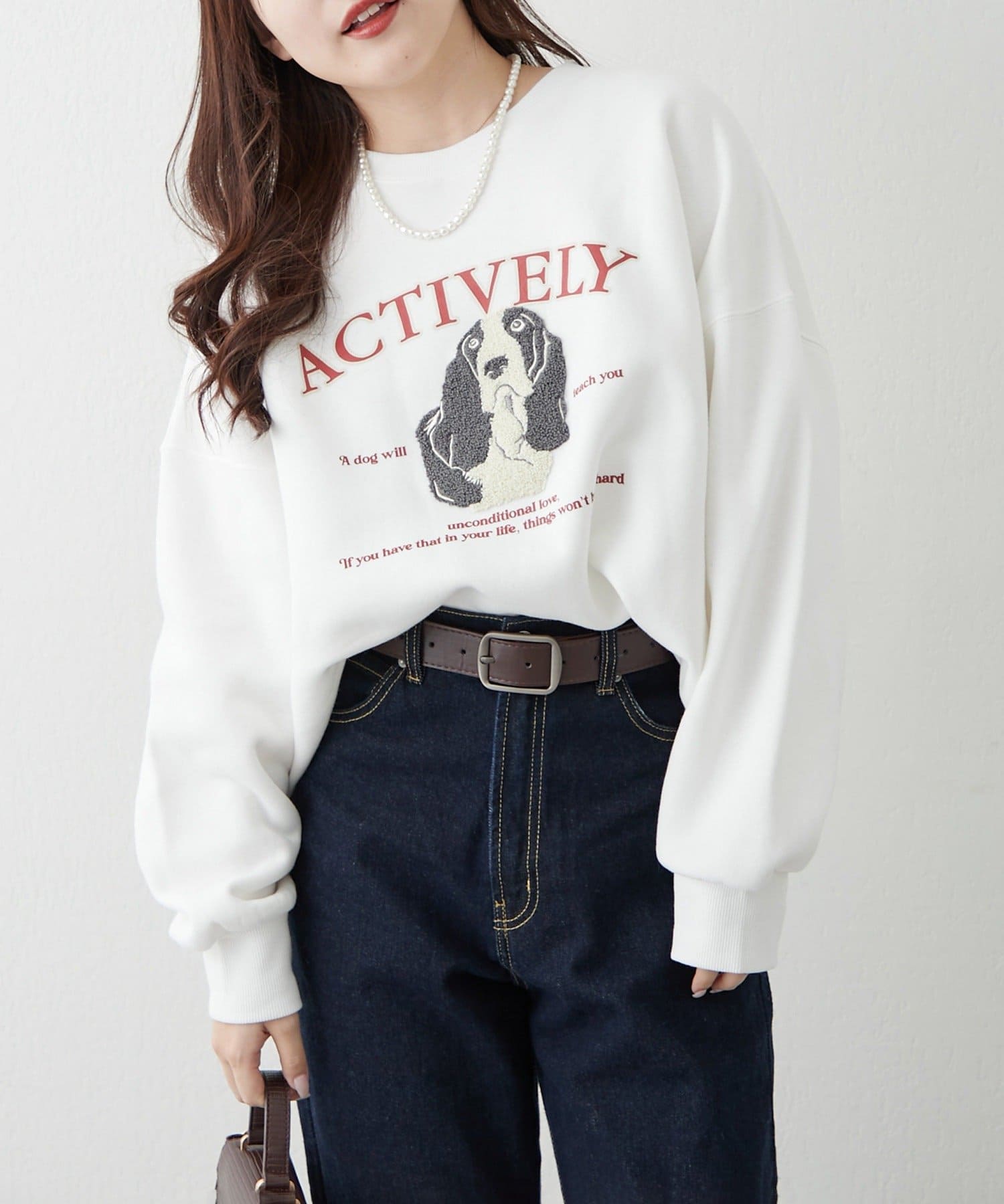 NICE CLAUP / OLIVE des OLIVE OUTLET(ナイスクラップ  / オリーブ デ オリーブ アウトレット) 【RMAF】わんこ相良刺繍スウェット