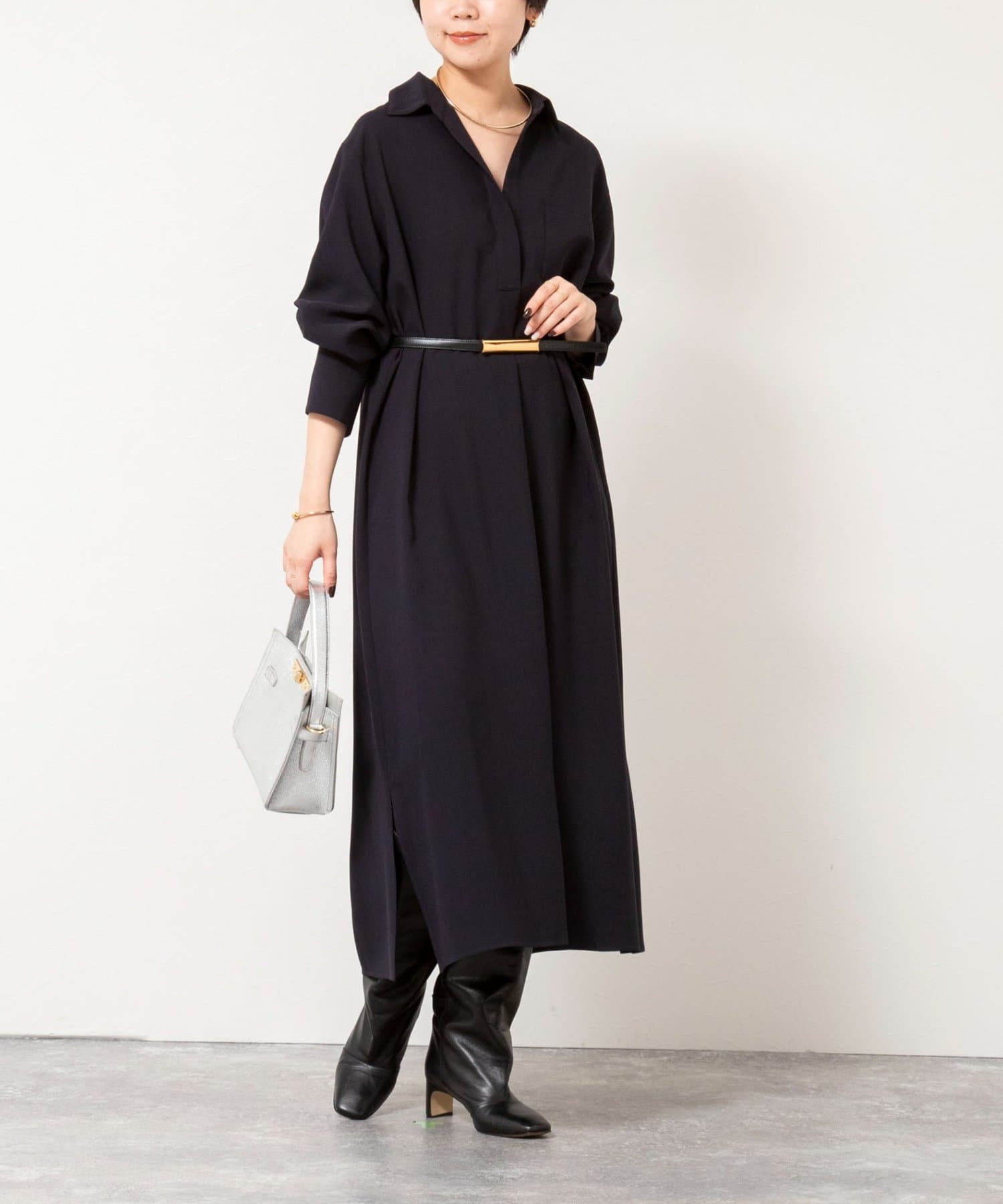 NOLLEY'S(ノーリーズ) ウォッシャブルツイルロングシャツワンピース