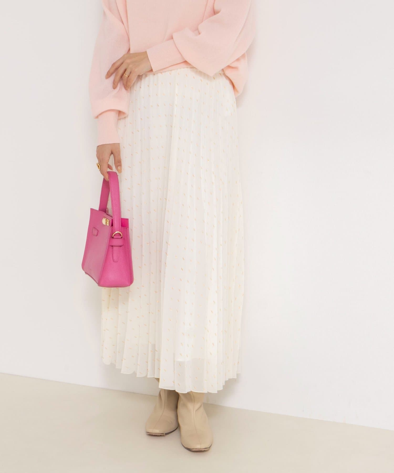 NOLLEY'S(ノーリーズ) ウォッシャブルラメカットドビープリーツスカート