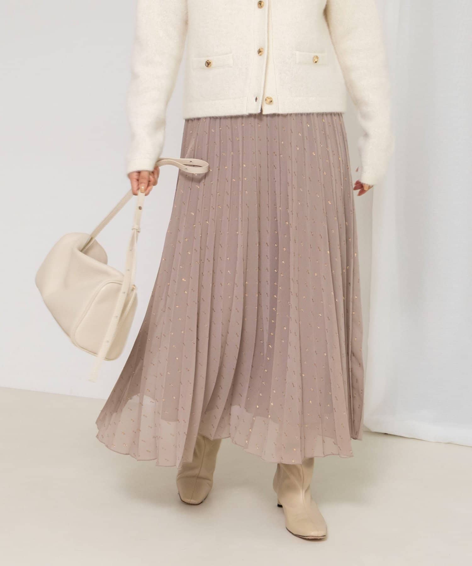 NOLLEY'S(ノーリーズ) ウォッシャブルラメカットドビープリーツスカート