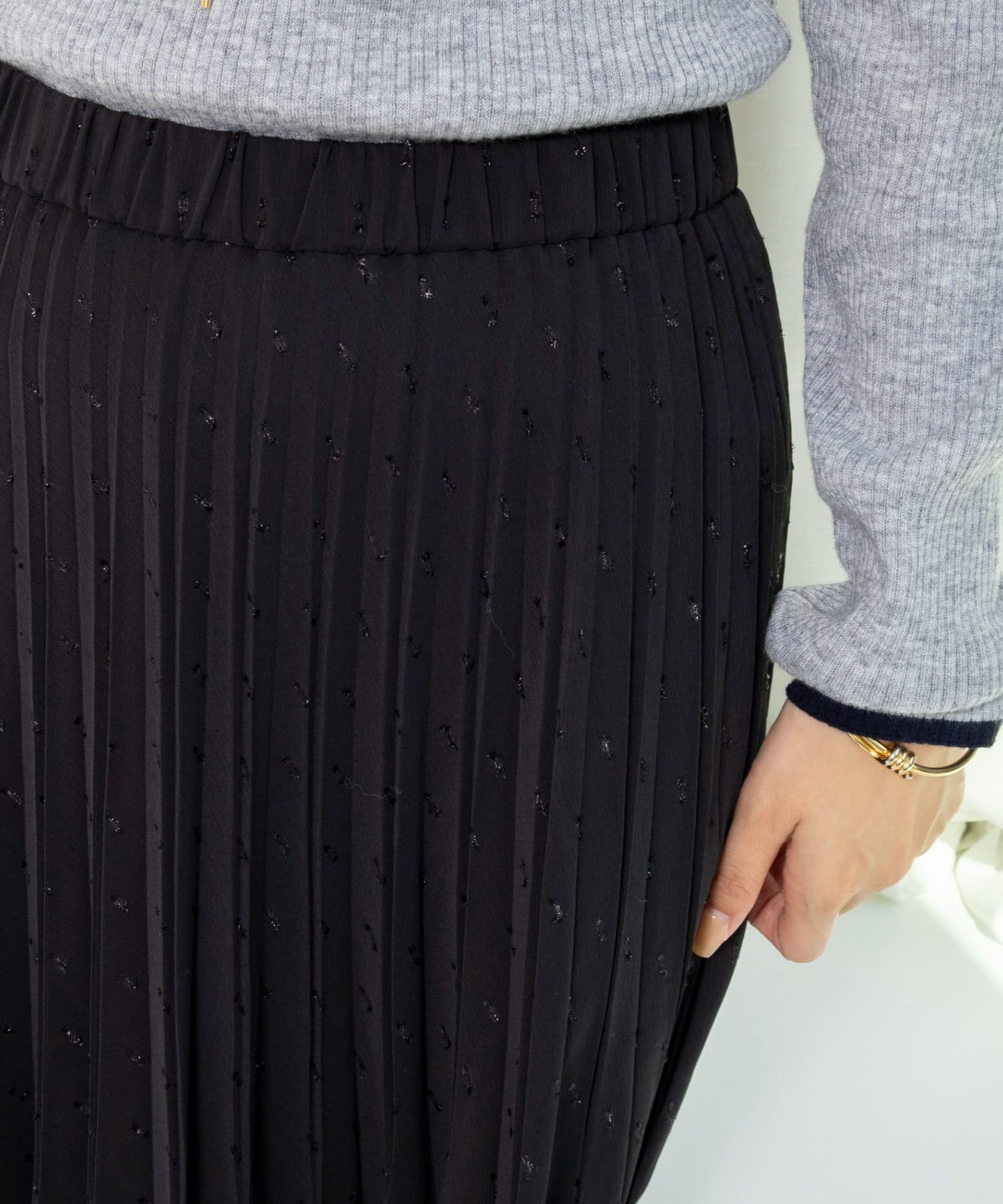 NOLLEY'S(ノーリーズ) ウォッシャブルラメカットドビープリーツスカート