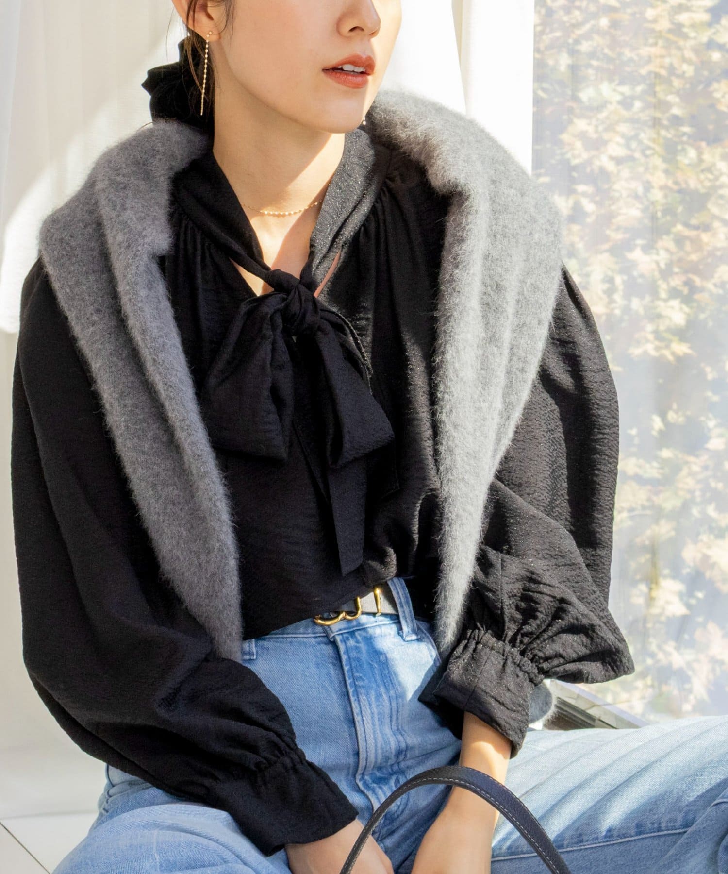 NOLLEY'S(ノーリーズ) ウォッシャブルシアーボウタイ2WAYブラウス