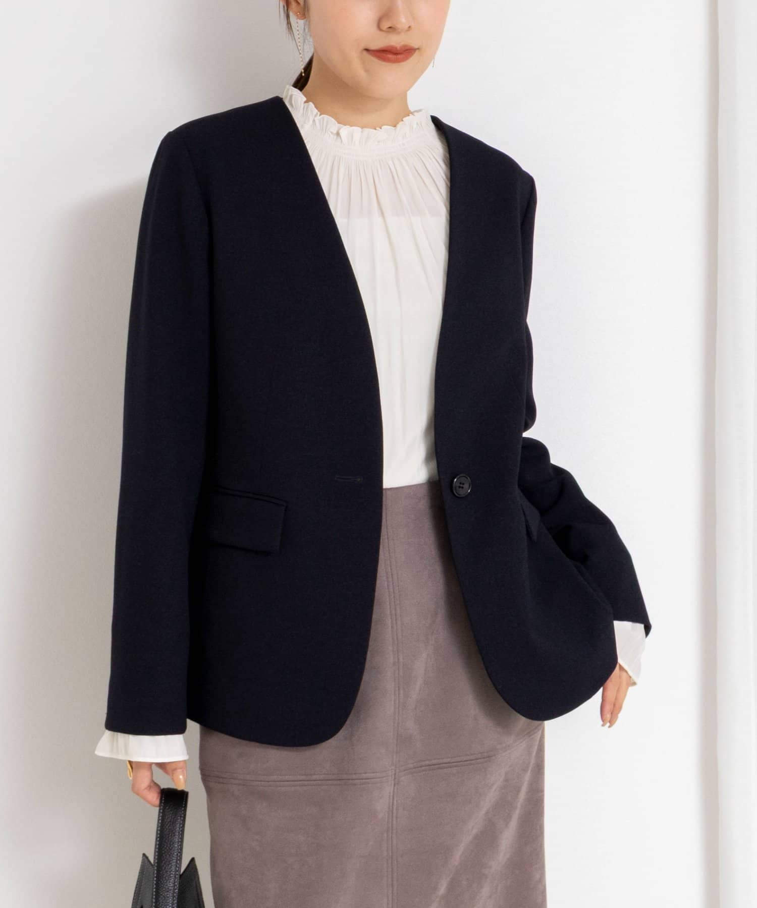 NOLLEY'S(ノーリーズ) 《セットアップ対応》ウォッシャブルサージストレッチVネックジャケット