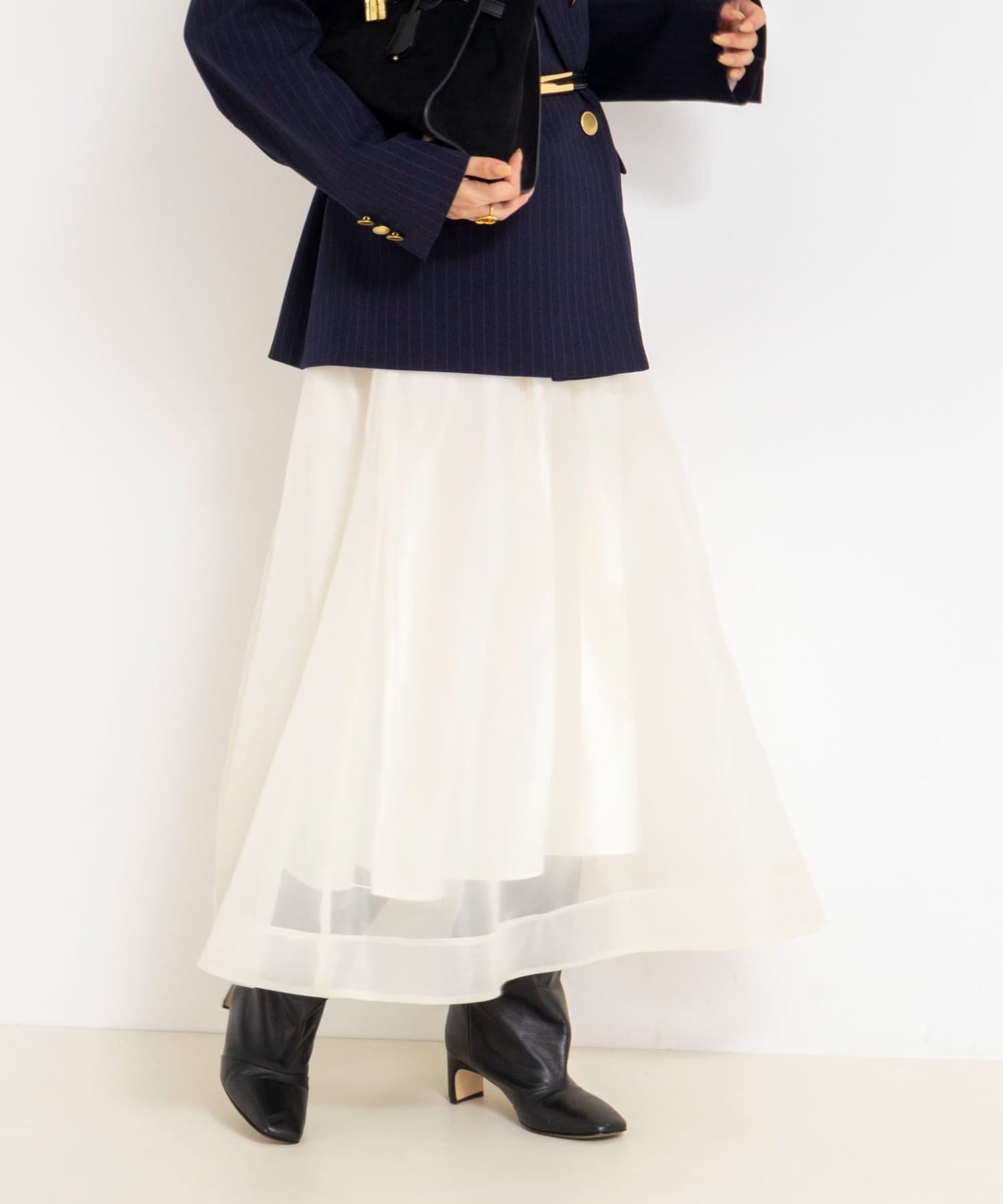 NOLLEY'S(ノーリーズ) ウォッシャブルオーガンジーフレアスカート