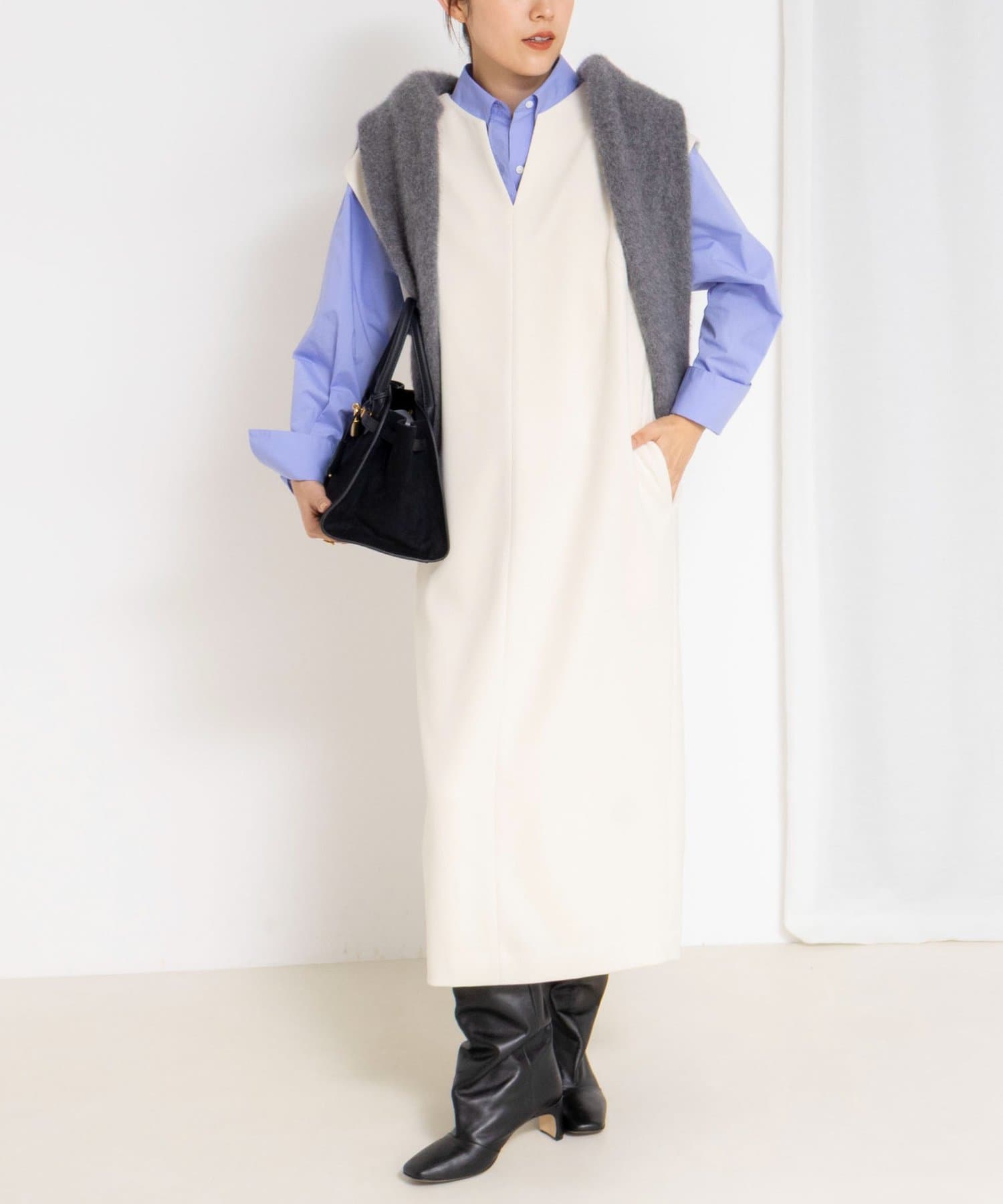 NOLLEY'S(ノーリーズ) ウォッシャブルフラノ風ジャンパーワンピース