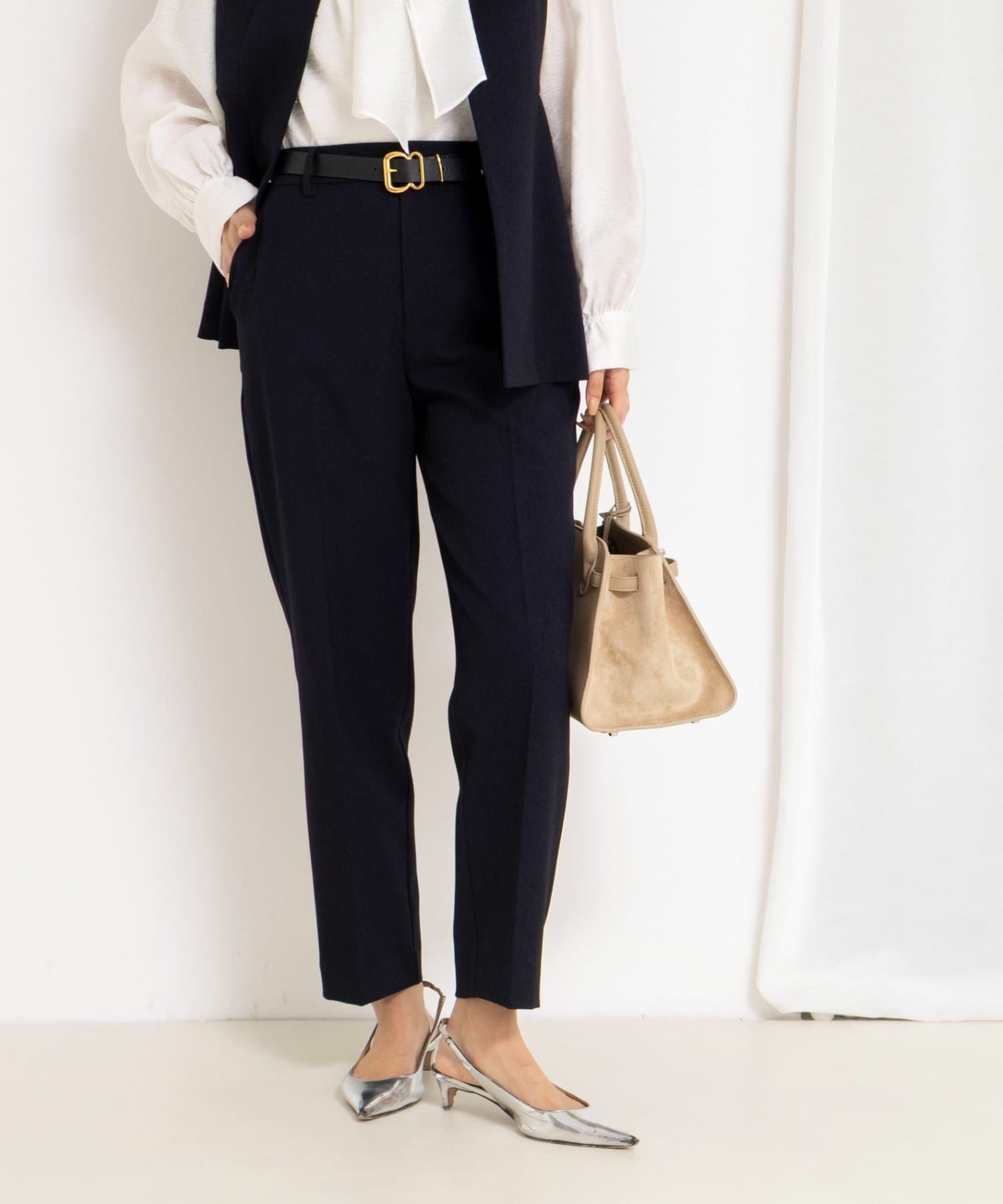 NOLLEY'S(ノーリーズ) 《セットアップ対応》ウォッシャブルサージストレッチストレートパンツ