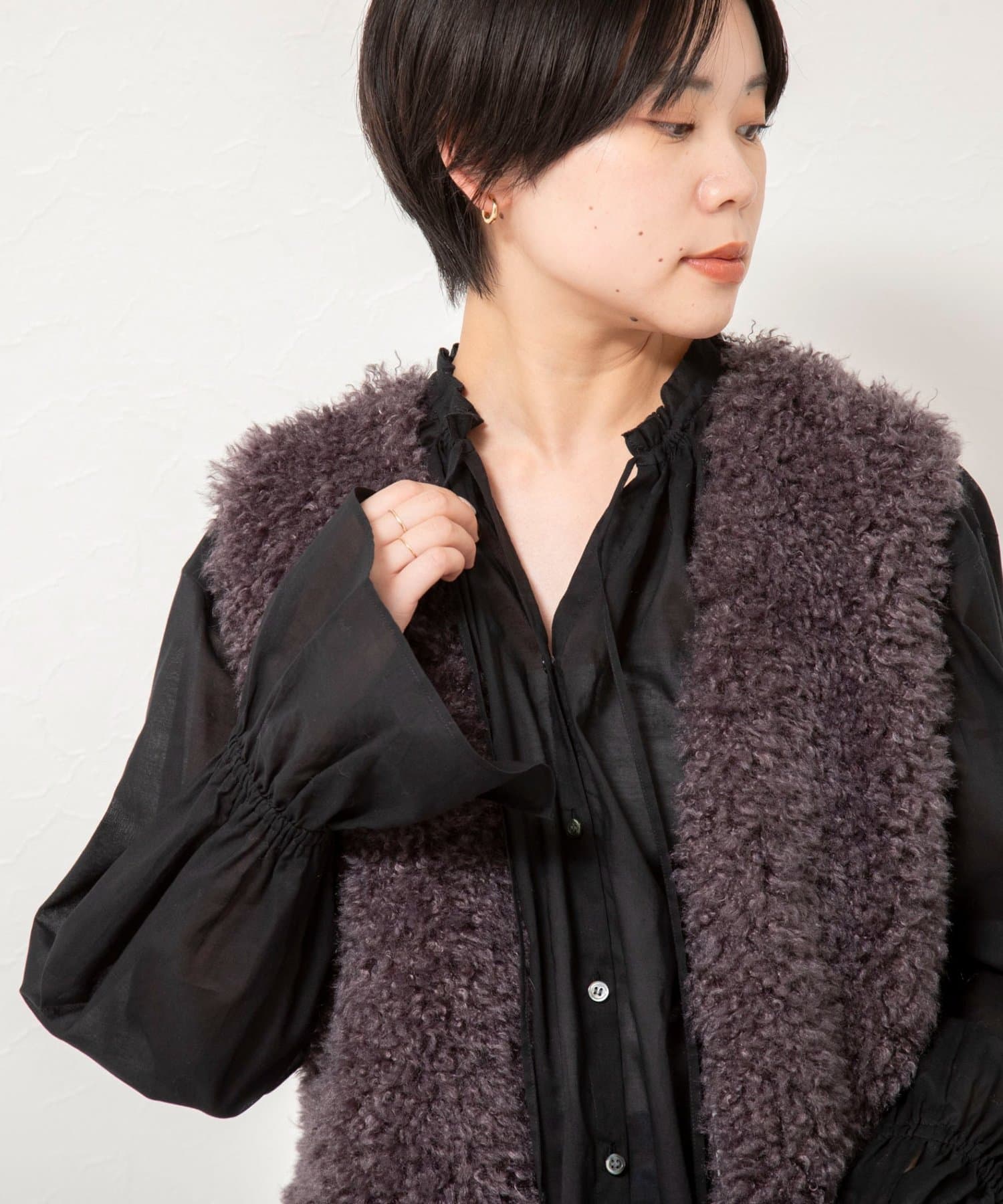 NOLLEY'S(ノーリーズ) ウォッシャブルシアーコットンフリル襟ブラウス