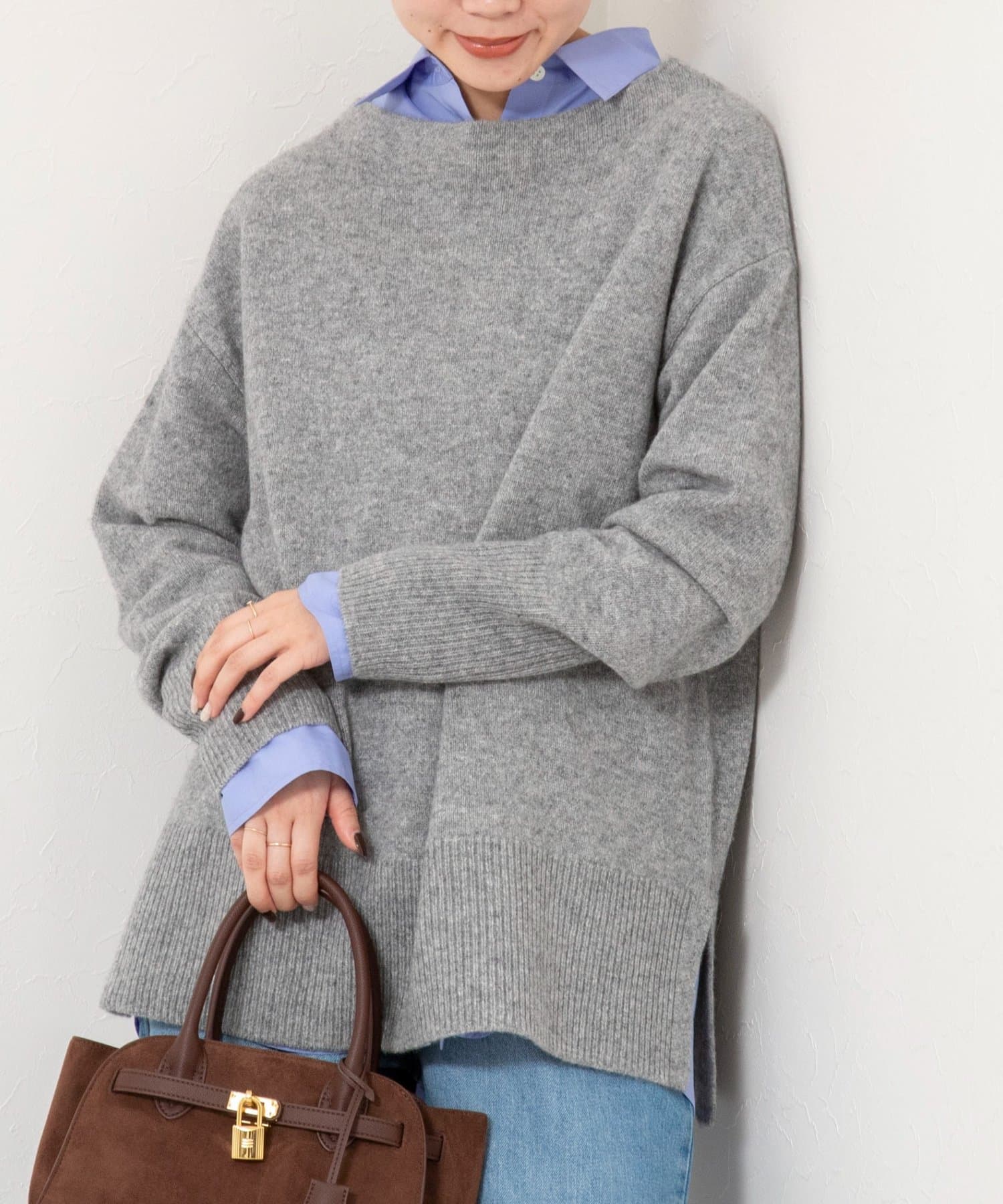 NOLLEY'S(ノーリーズ) ウールナイロンロング丈プルオーバー