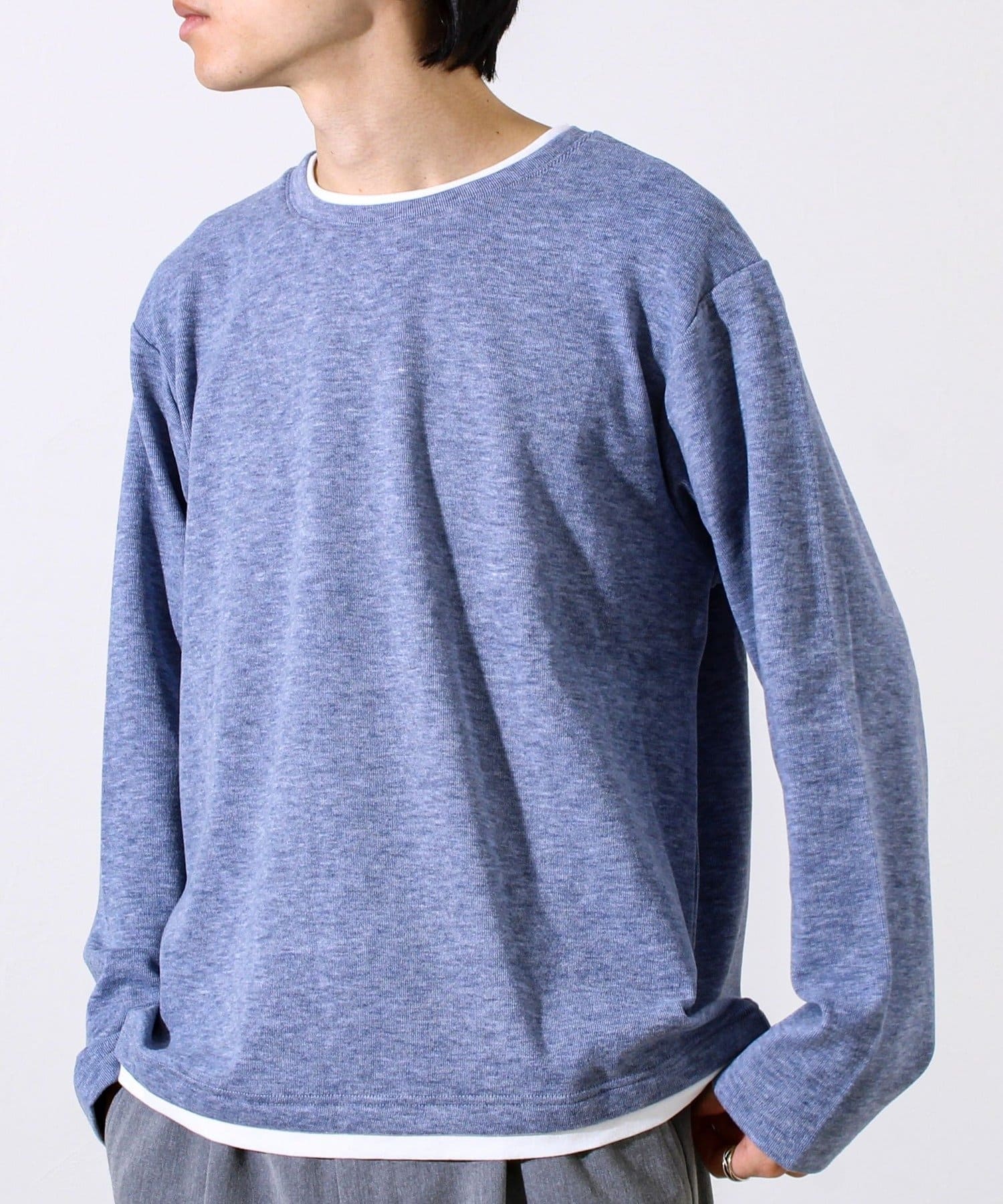 FREDY & GLOSTER(フレディ アンド グロスター) 【もちもち素材】ストレッチサカリバ起毛フェイクレイヤードプルオーバー