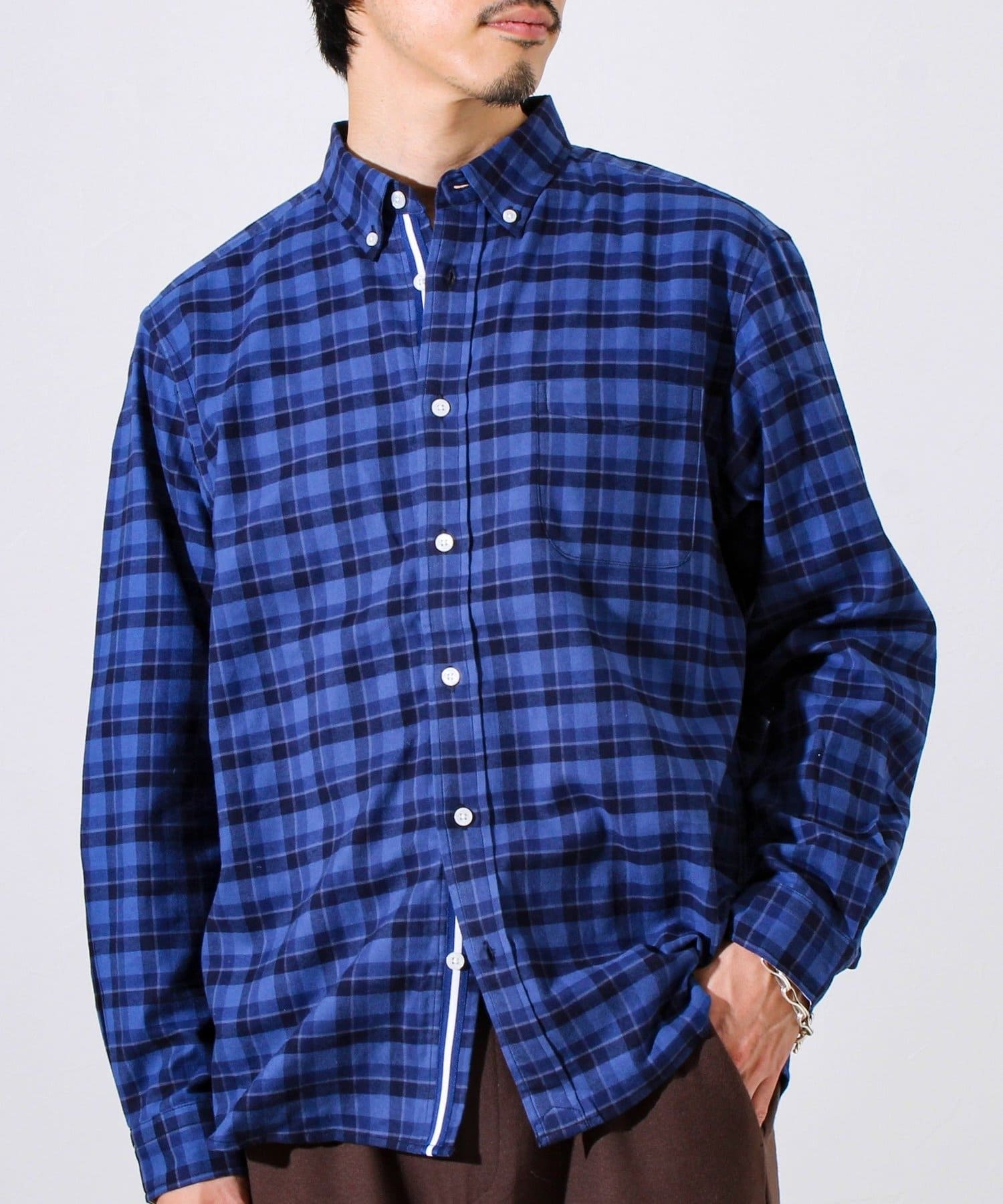 FREDY & GLOSTER(フレディ アンド グロスター) 【ビジカジ対応】ニットテープ ボタンダウンネルシャツ