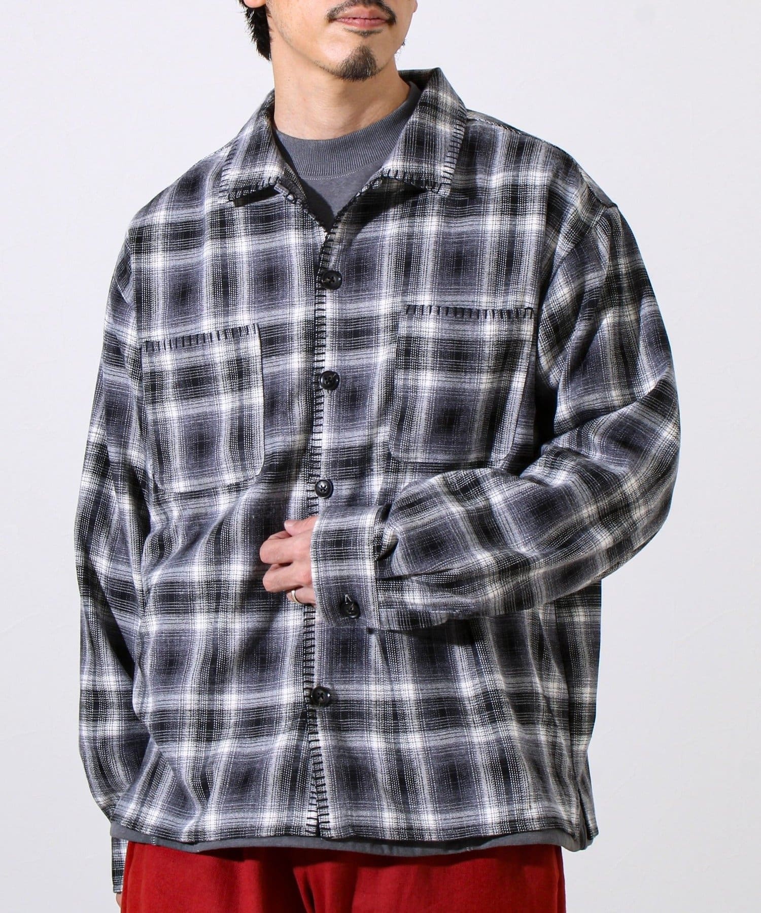 FREDY & GLOSTER(フレディ アンド グロスター) 【主役の1枚】TRオンブレチェック ブランケットステッチシャツ