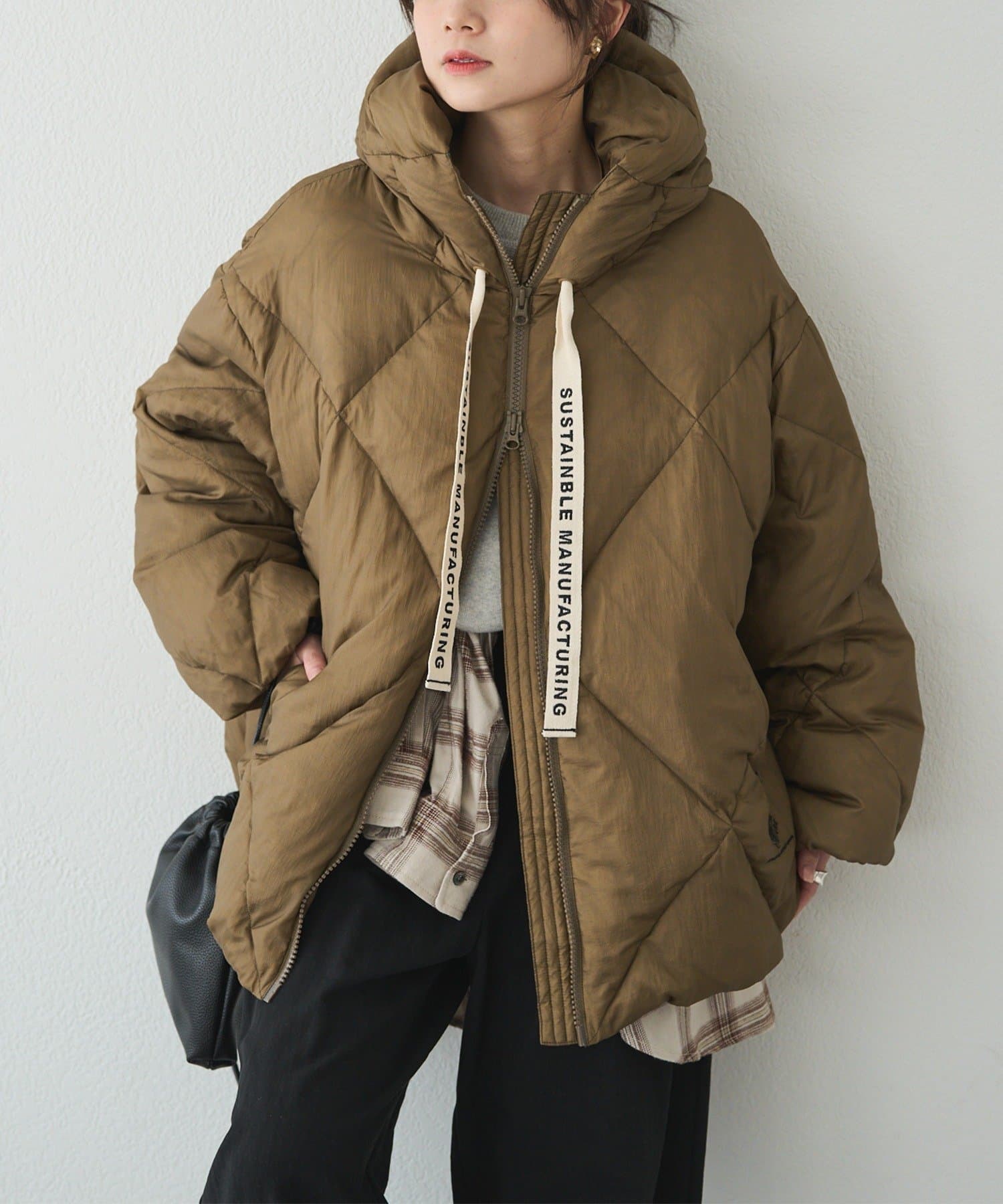 PUAL CE CIN(ピュアルセシン) リサイクルダウンジップアップフードジャケット