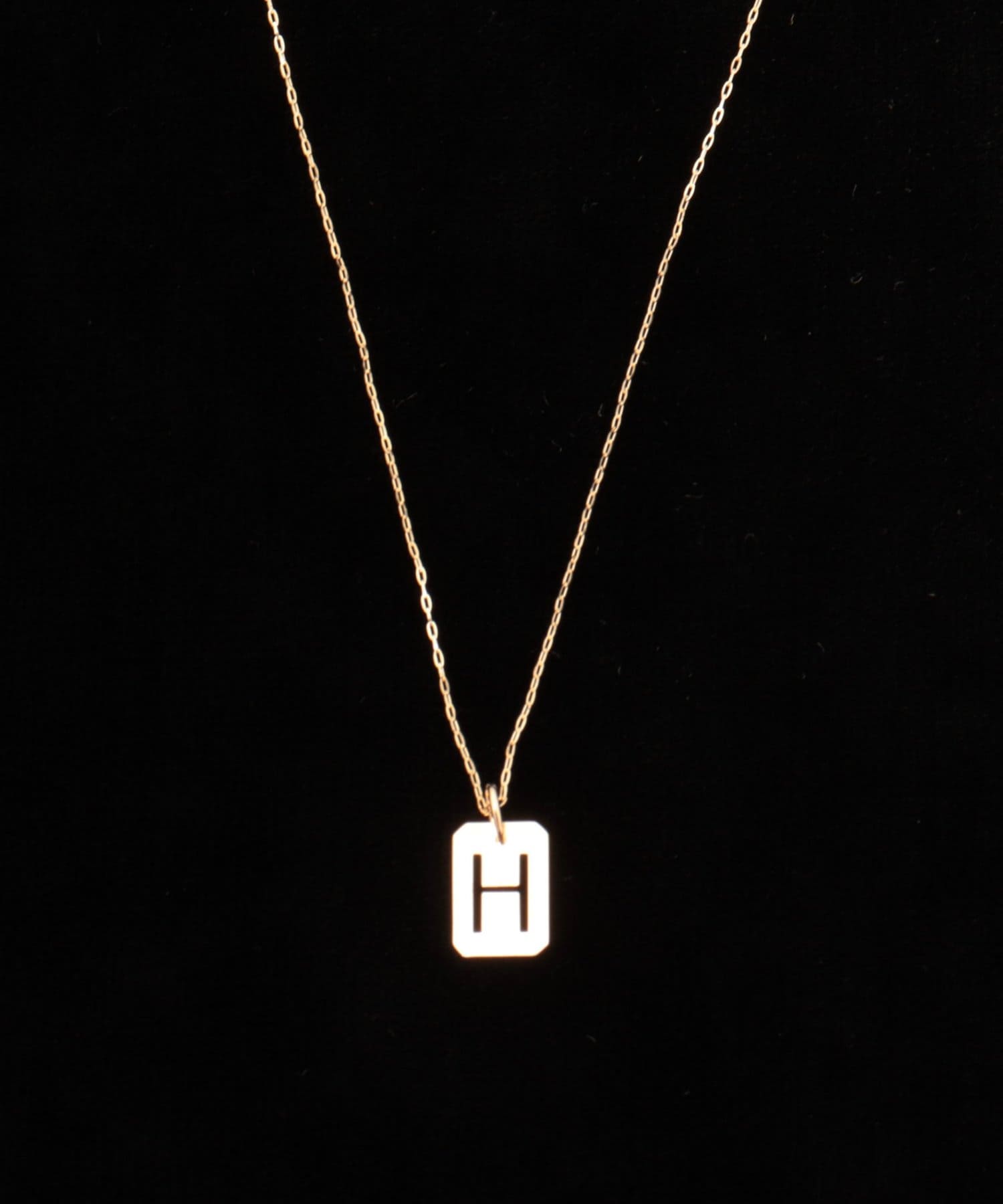 NOLLEY'S(ノーリーズ) 【grace grace/グラスグラス】10Kイニシャルプレートネックレス-H