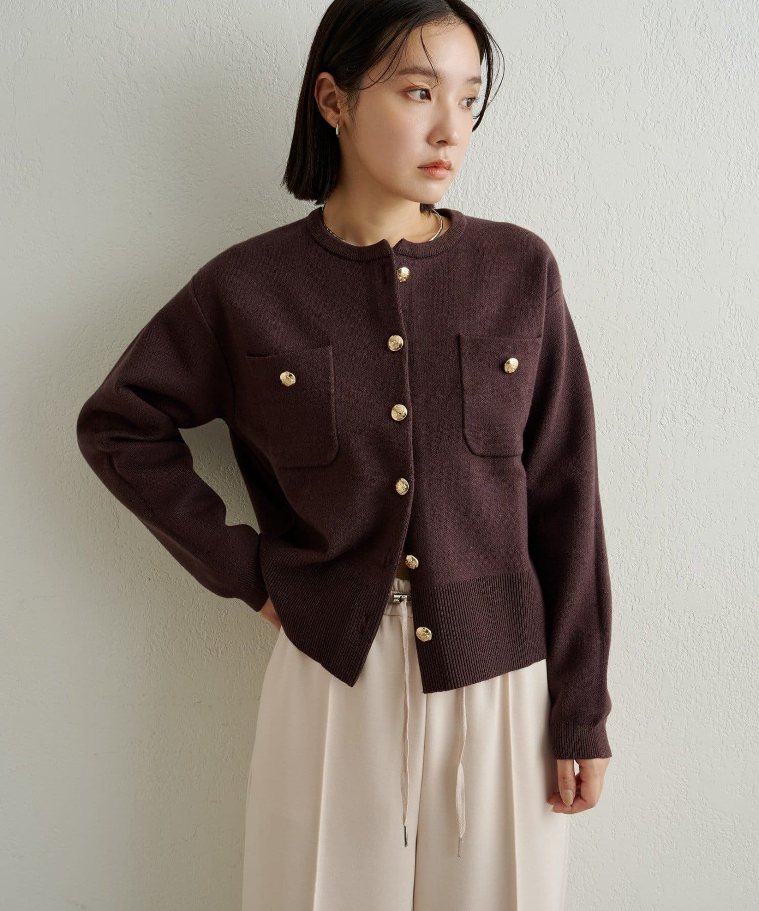 Omekashi(オメカシ) スウェットライクボタンカーディガン