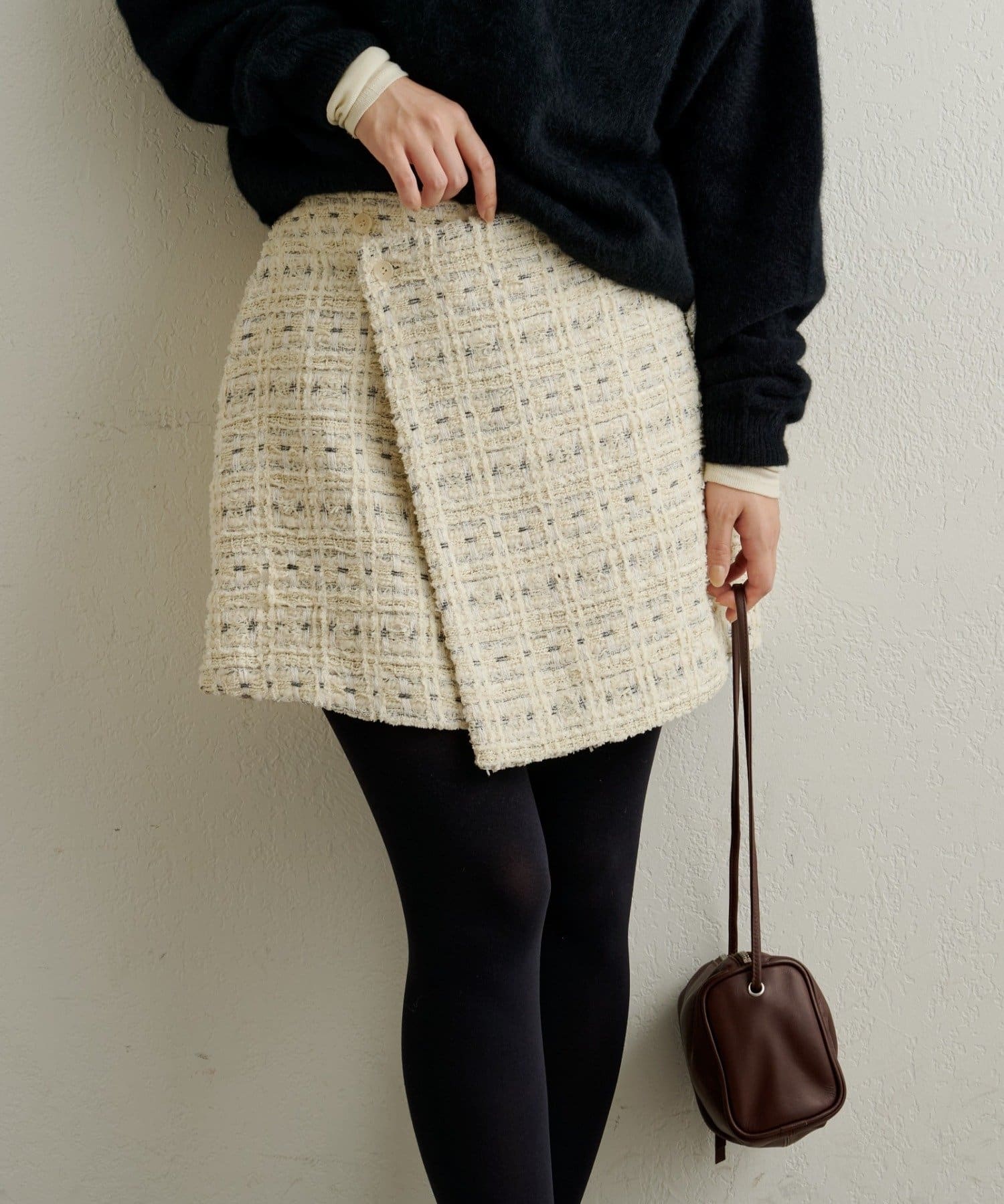 Omekashi(オメカシ) 【セットアップ着用可能◎】ツイードラップスカート