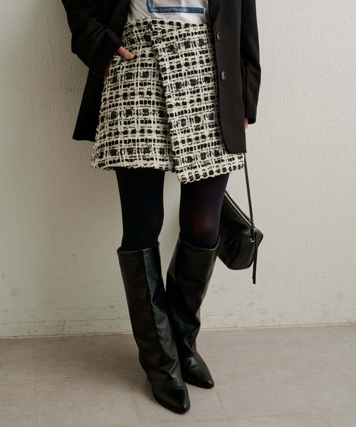 Omekashi(オメカシ) 【セットアップ着用可能◎】ツイードラップスカート