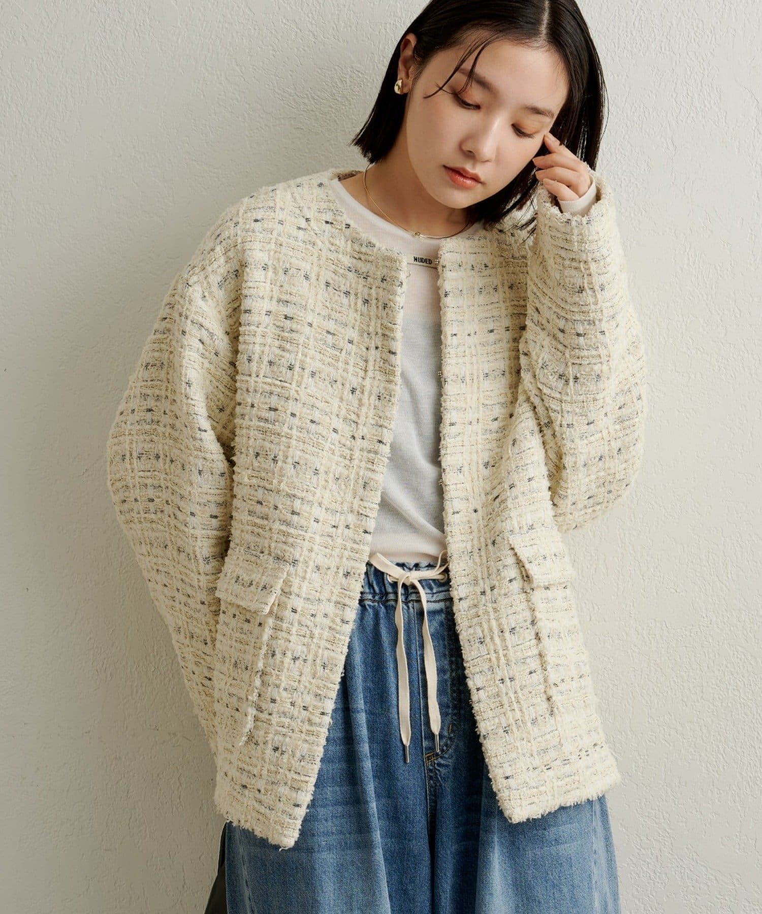 Omekashi(オメカシ) 【セットアップ着用可能◎】ツイードノーカラージャケット