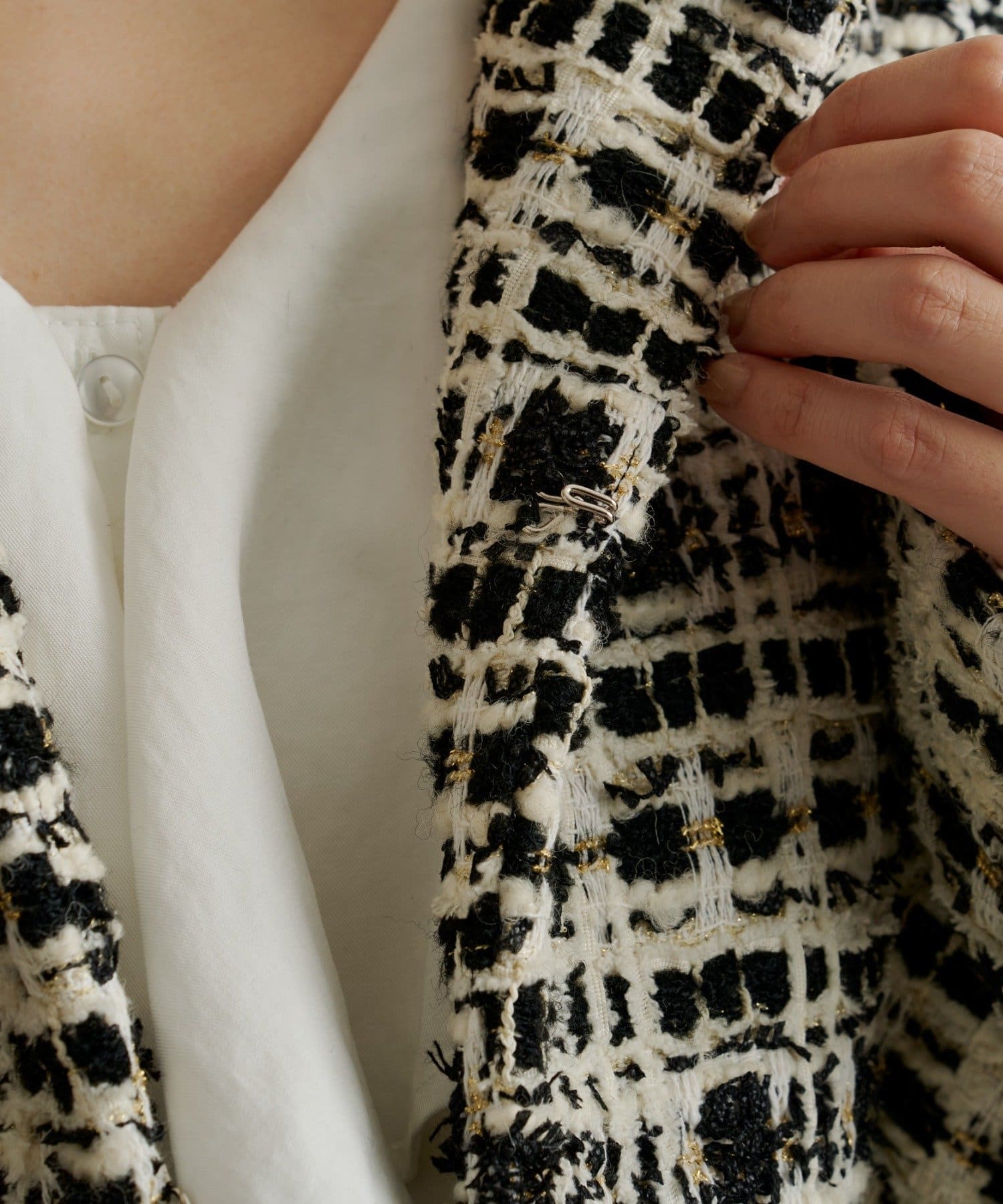 Omekashi(オメカシ) 【セットアップ着用可能◎】ツイードノーカラージャケット