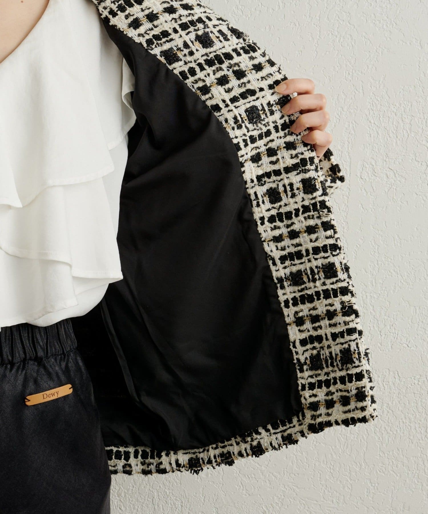 Omekashi(オメカシ) 【セットアップ着用可能◎】ツイードノーカラージャケット