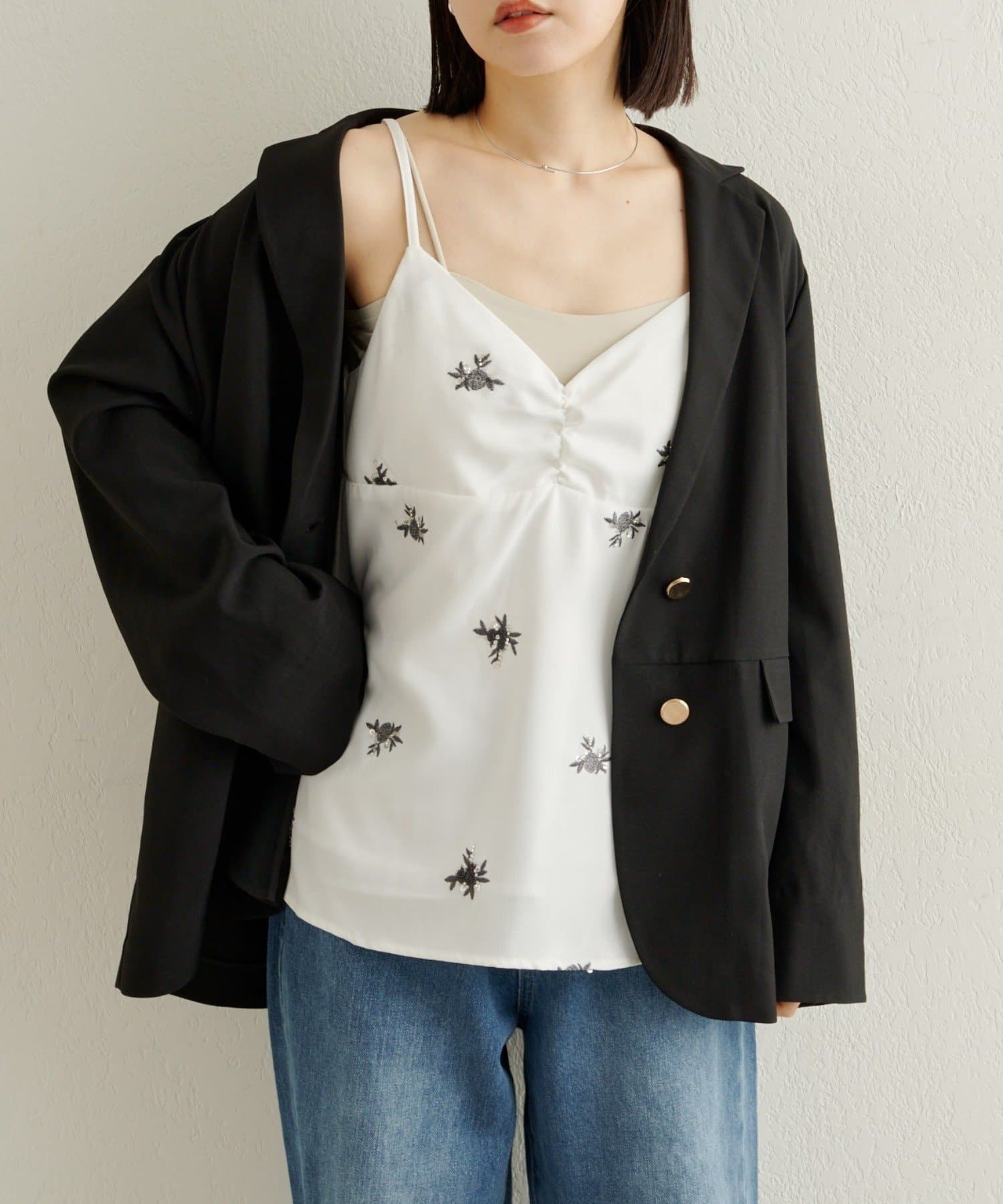 Omekashi(オメカシ) 【セットアップ着用可能◎】ビジューキャミソール