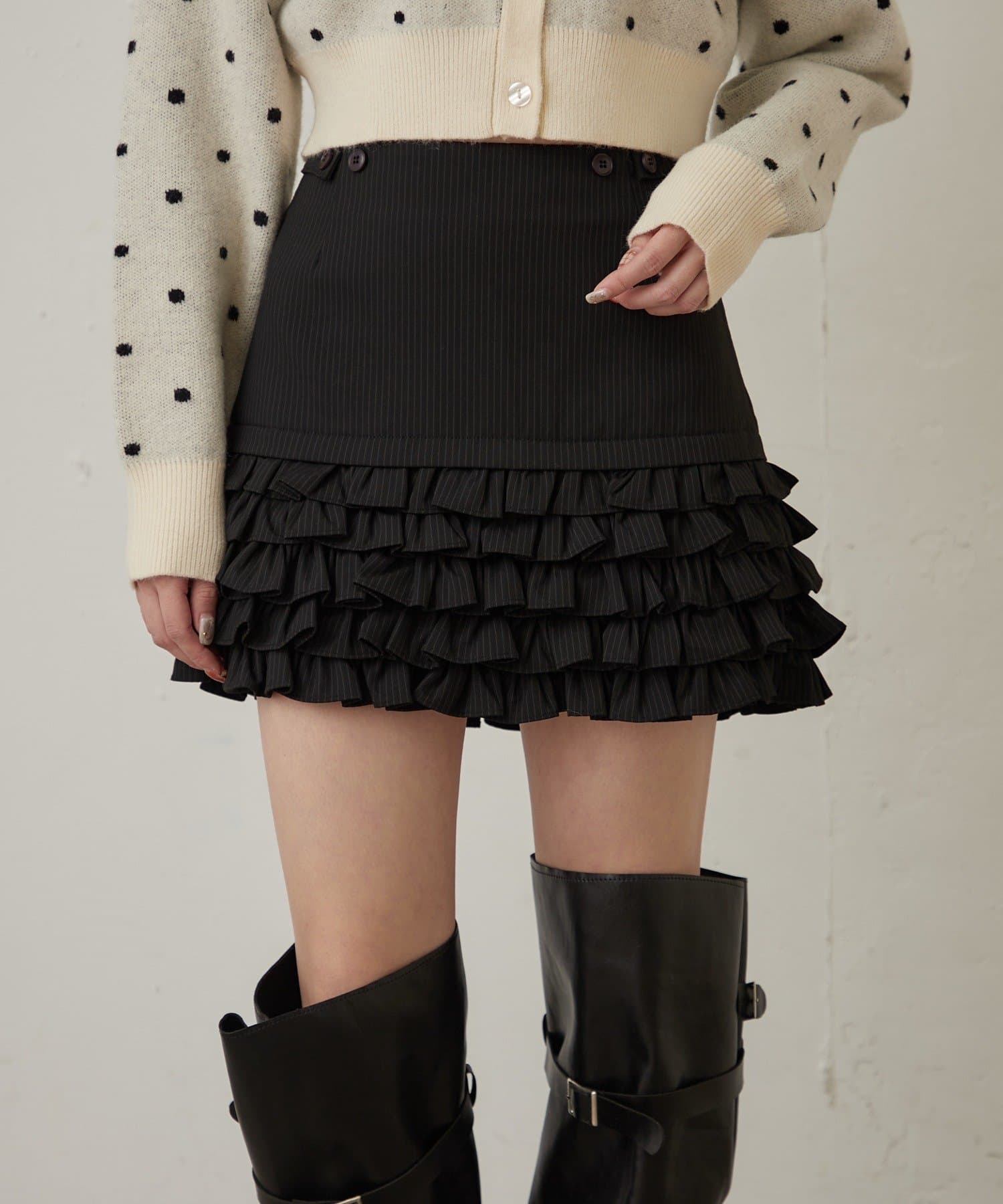 mline(エムライン) [mline]ストライプフリルミニスカ