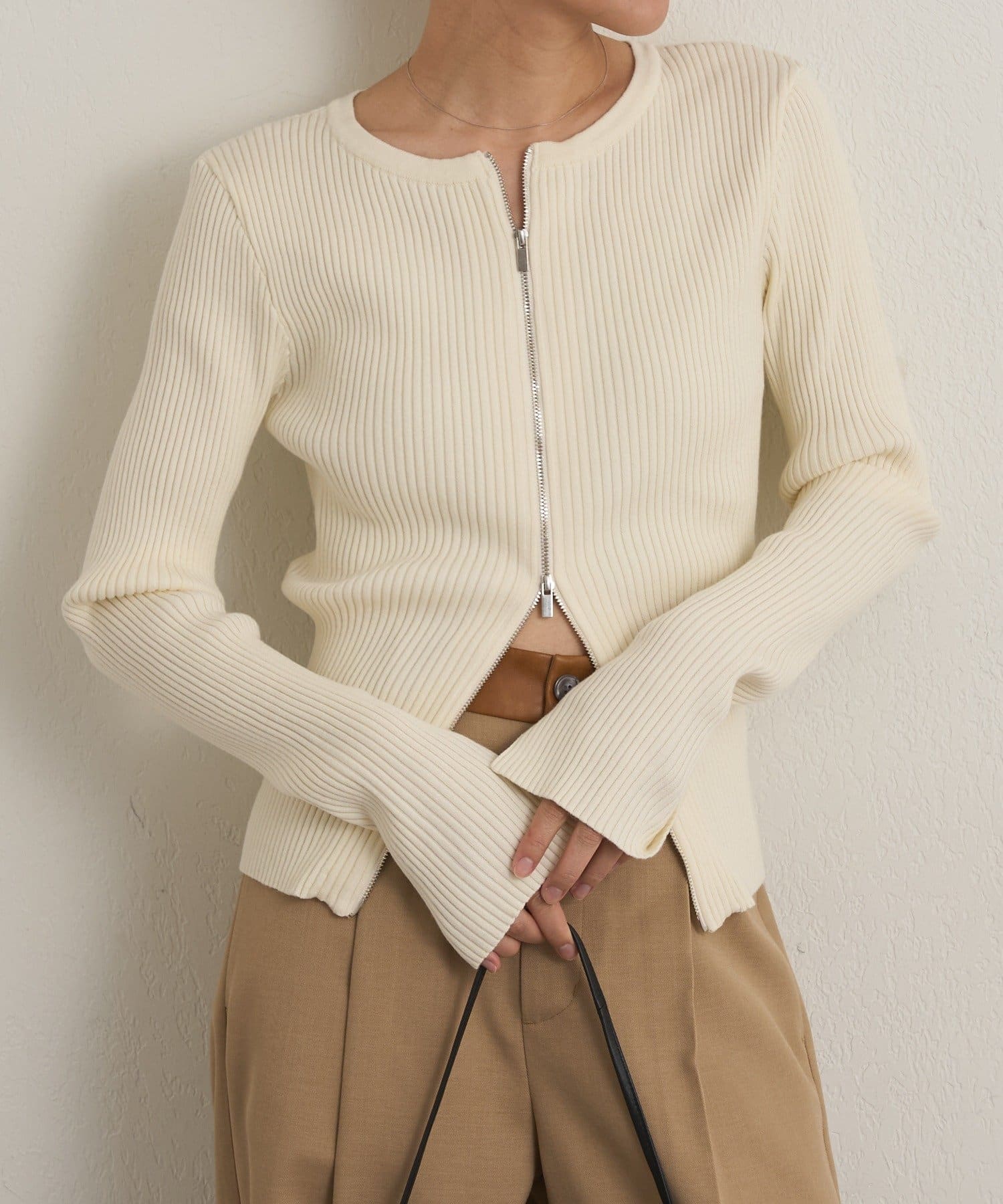 Omekashi(オメカシ) ダブルジップリブカーディガン