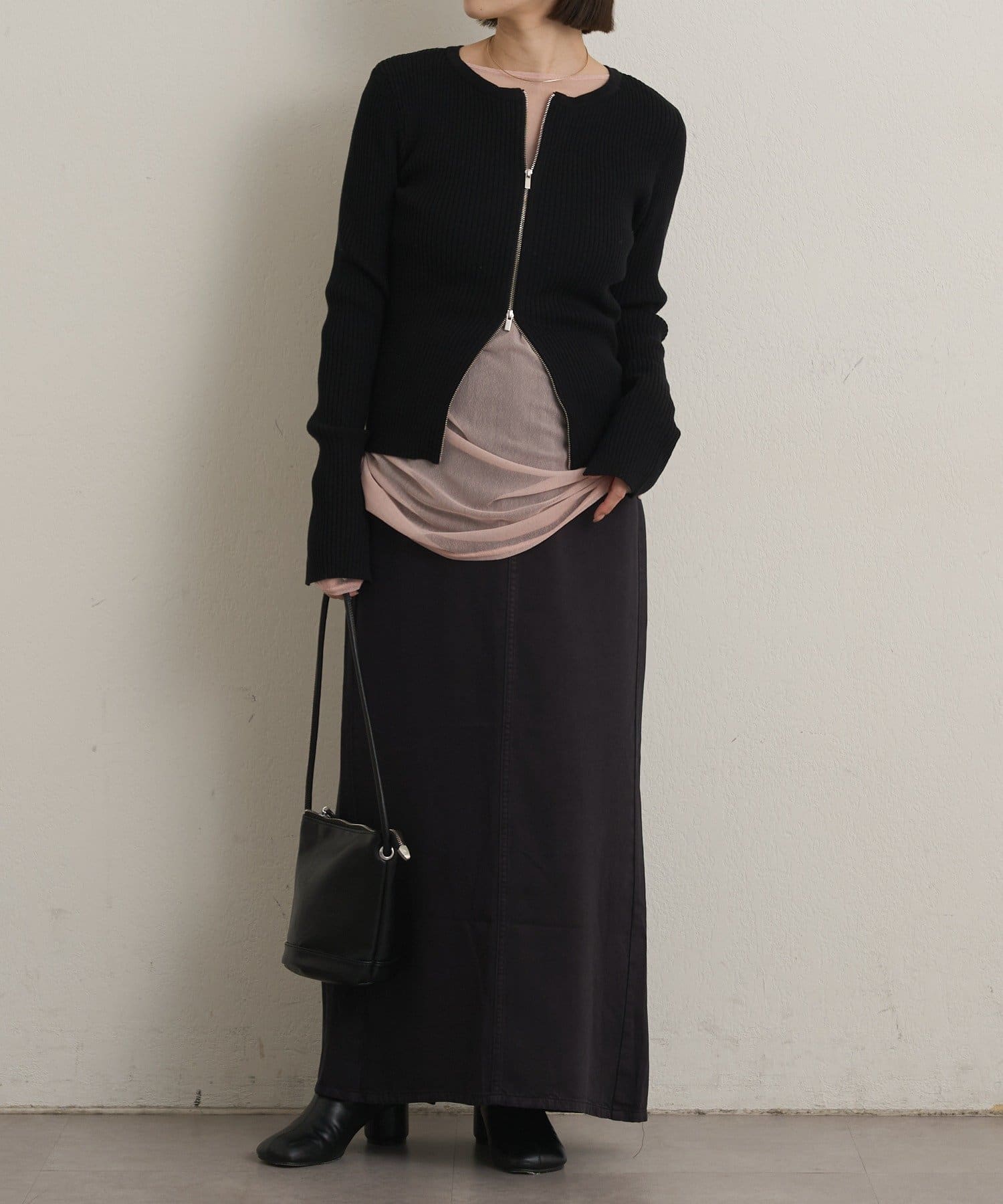 Omekashi(オメカシ) ダブルジップリブカーディガン