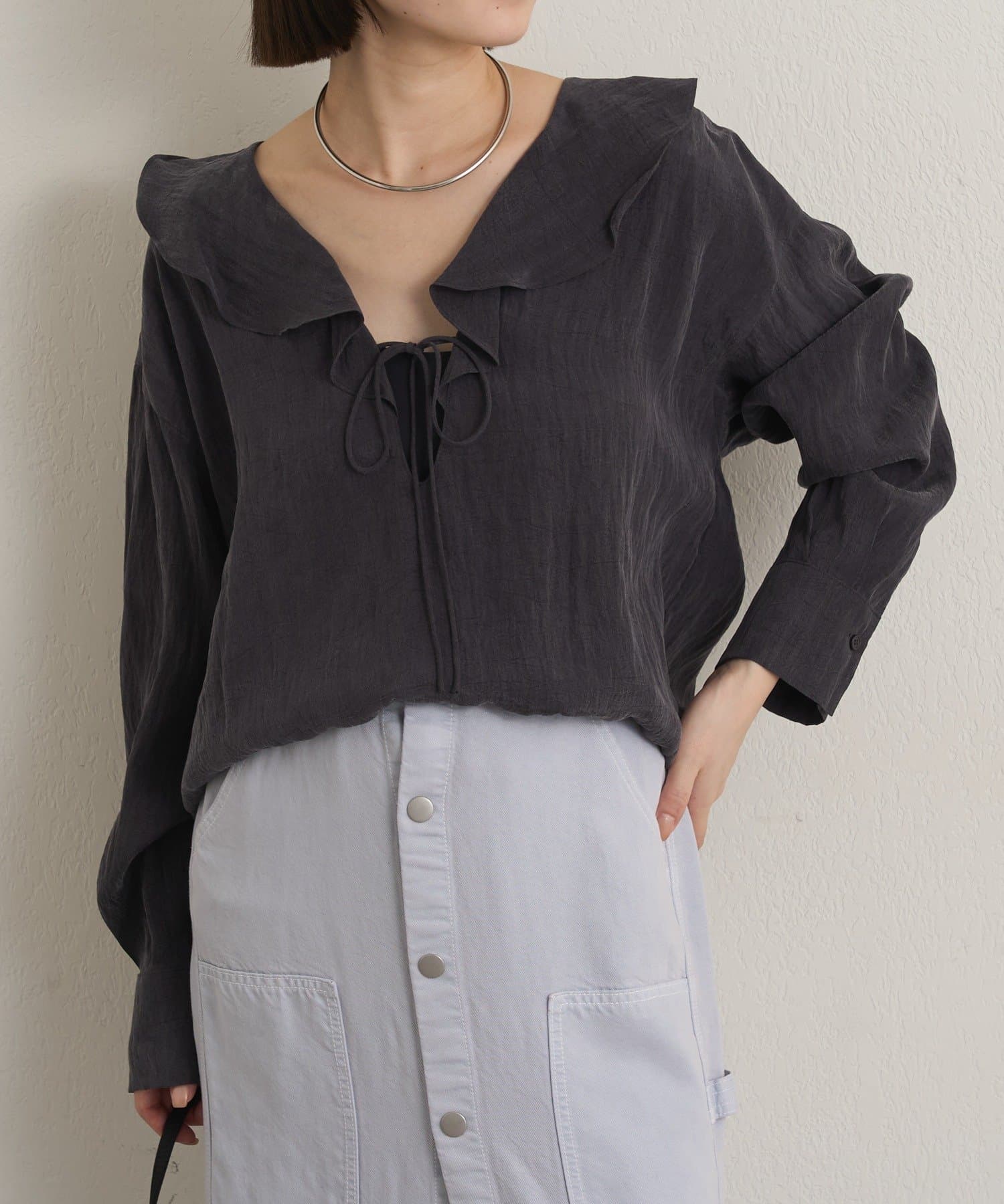 Omekashi(オメカシ) フリルカラーシャツ