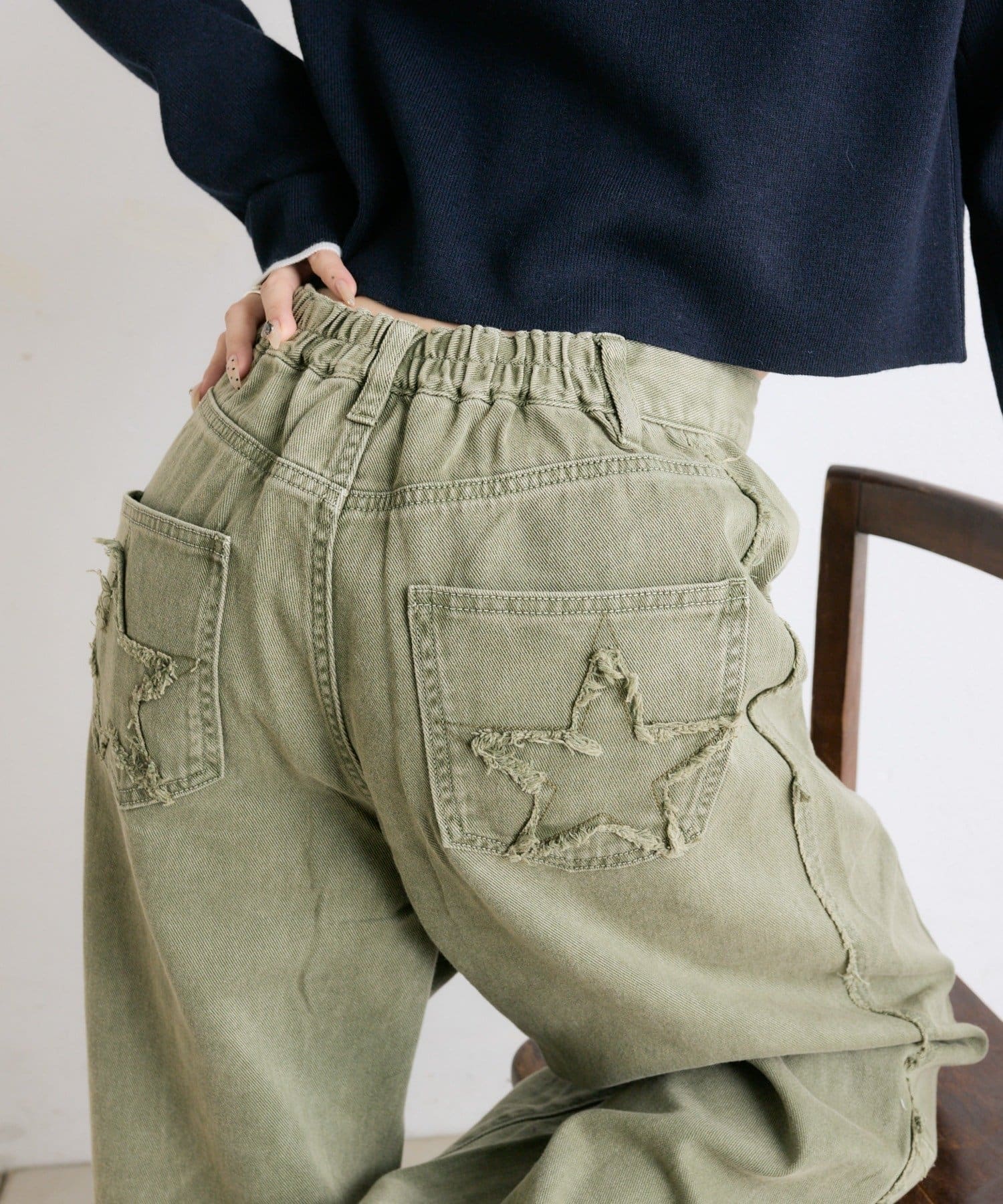 w closet(ダブルクローゼット) 星ポケットカーブデニム