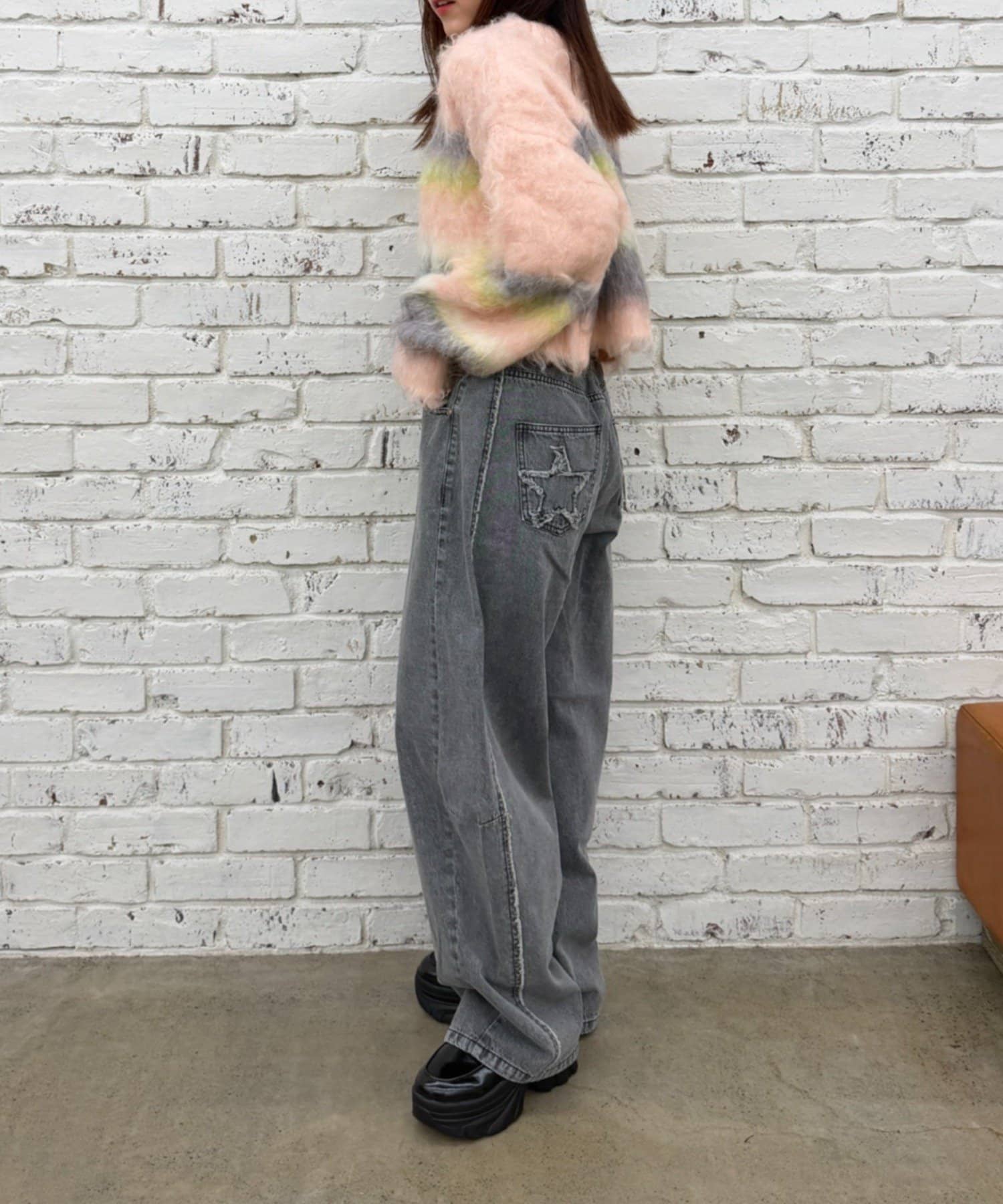 w closet(ダブルクローゼット) 星ポケットカーブデニム