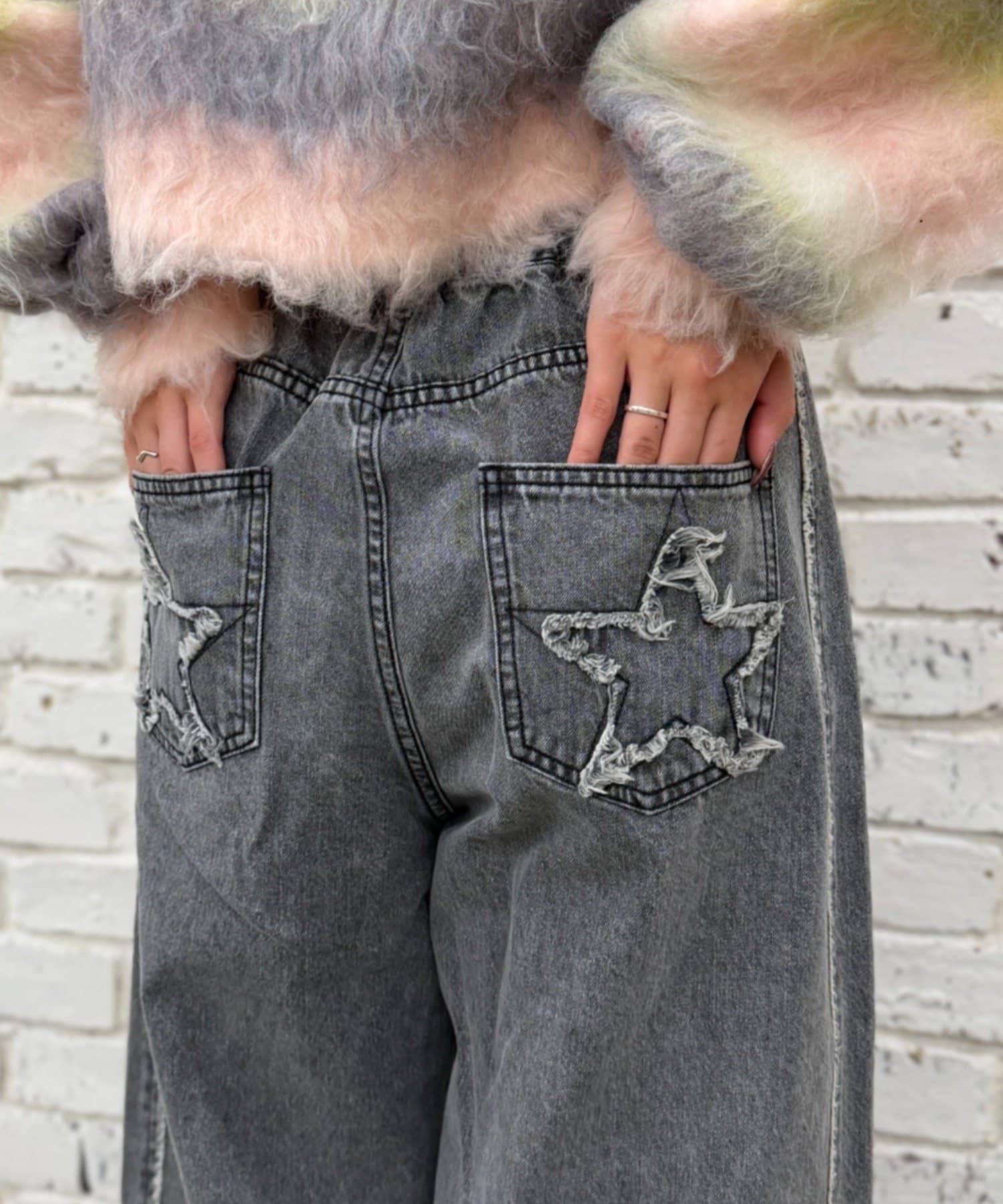 w closet(ダブルクローゼット) 星ポケットカーブデニム