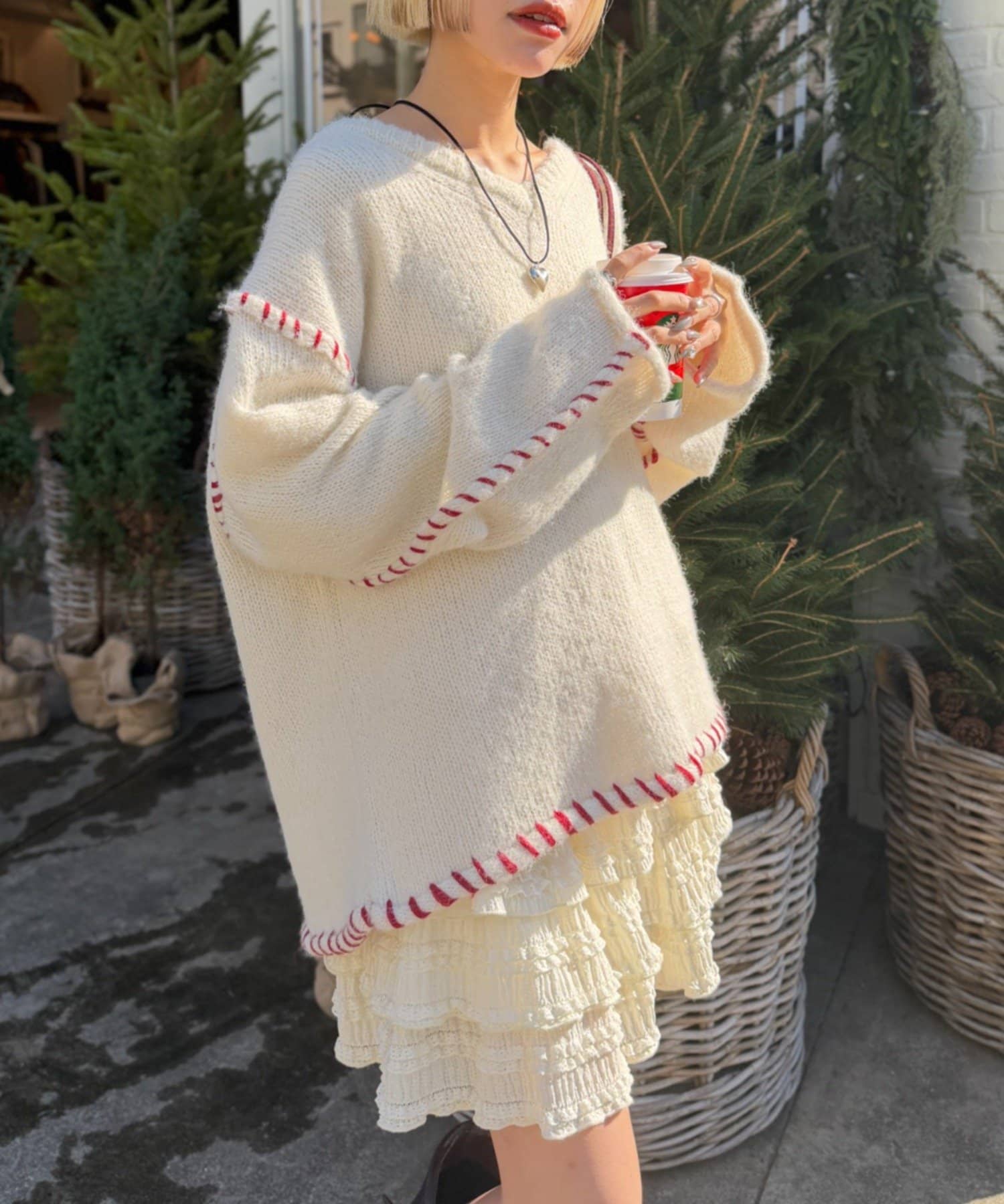 w closet(ダブルクローゼット) オーバーロックニット